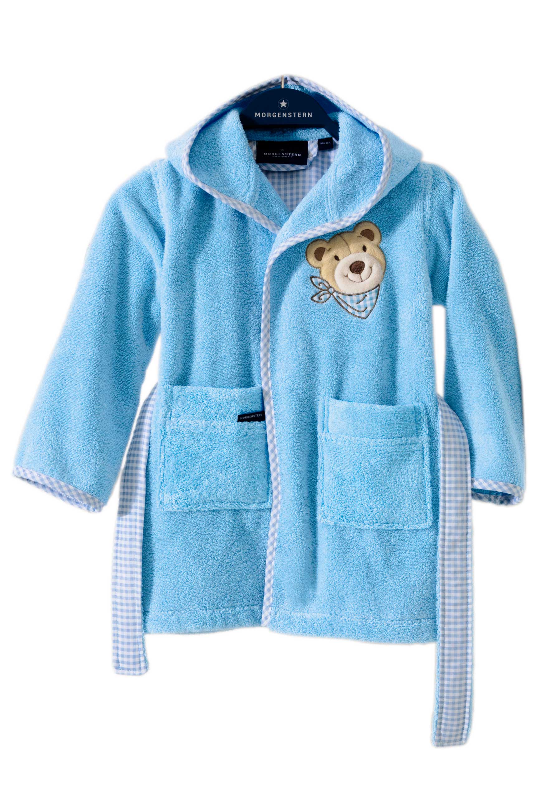 Morgenstern Kinderbademantel Bär, Luxus Baumwolle, blau Morgenstern Kinderbademantel Bär, Luxus Baumwolle, blau