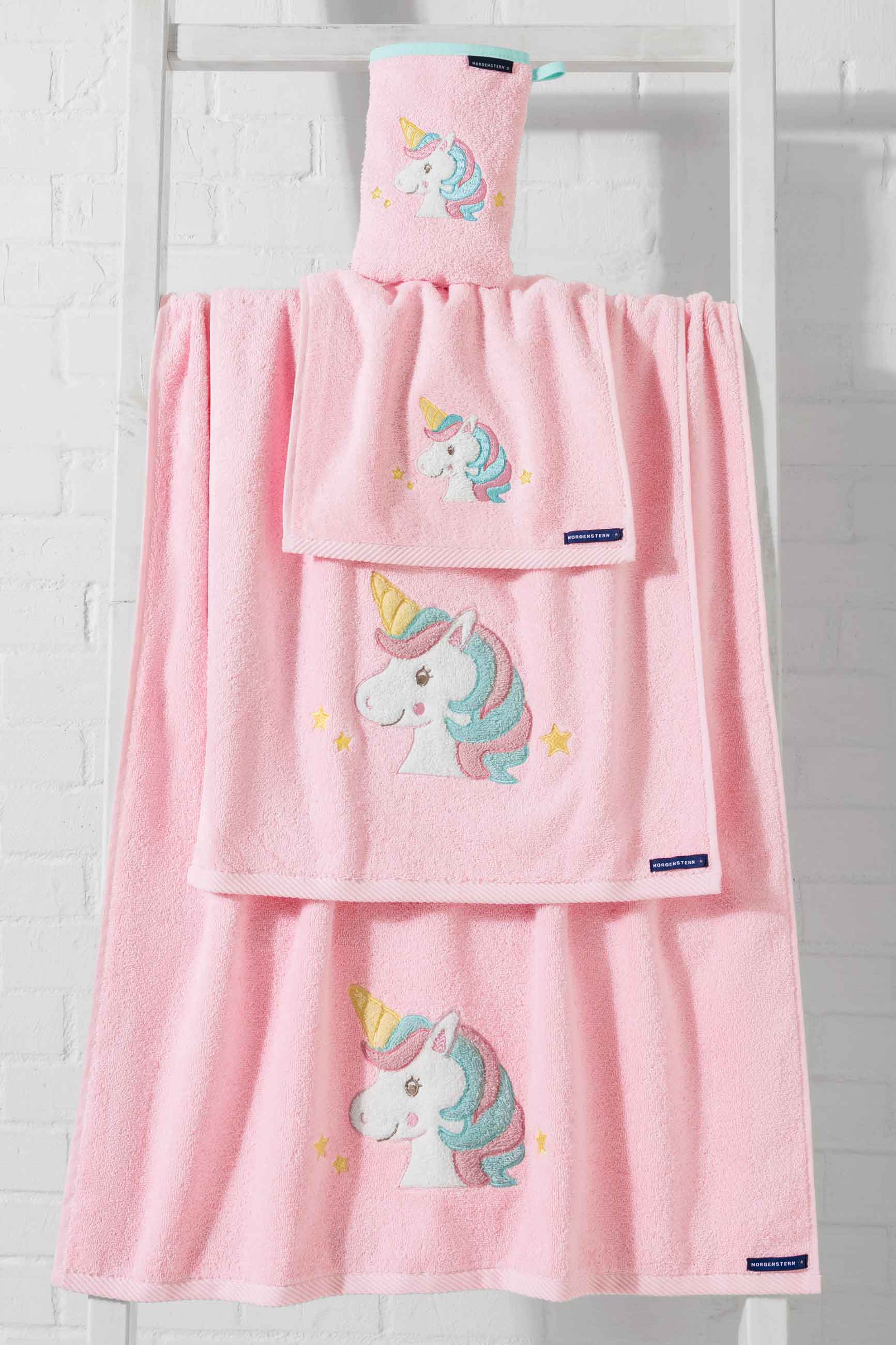 Morgenstern Kinderfrottier, reine Baumwolle, Einhorn, rosa Morgenstern Kinderfrottier, reine Baumwolle, Einhorn, rosa