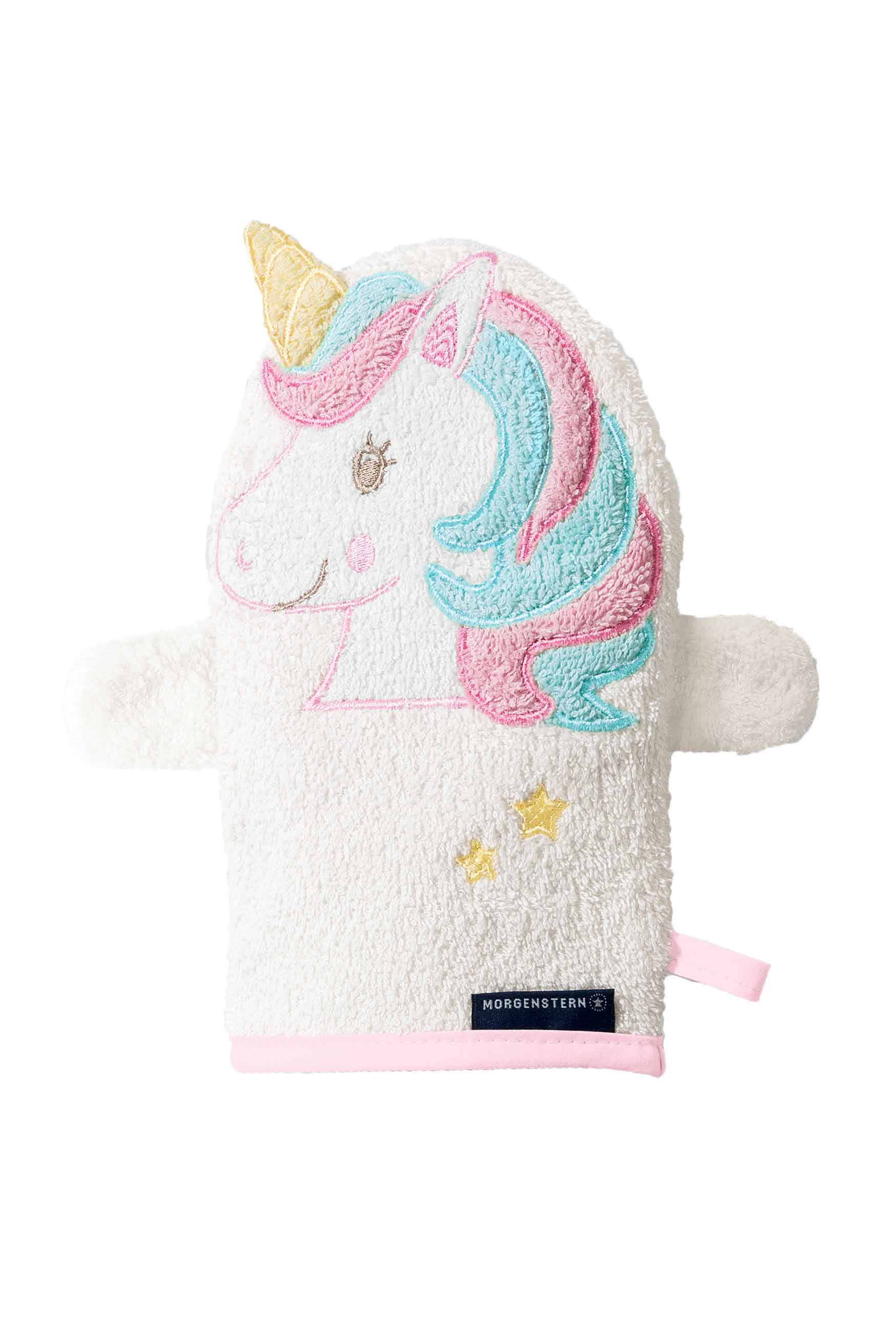 Morgenstern Waschfigur, reine Baumwolle, Einhorn, natur Morgenstern Waschfigur, reine Baumwolle, Einhorn, natur