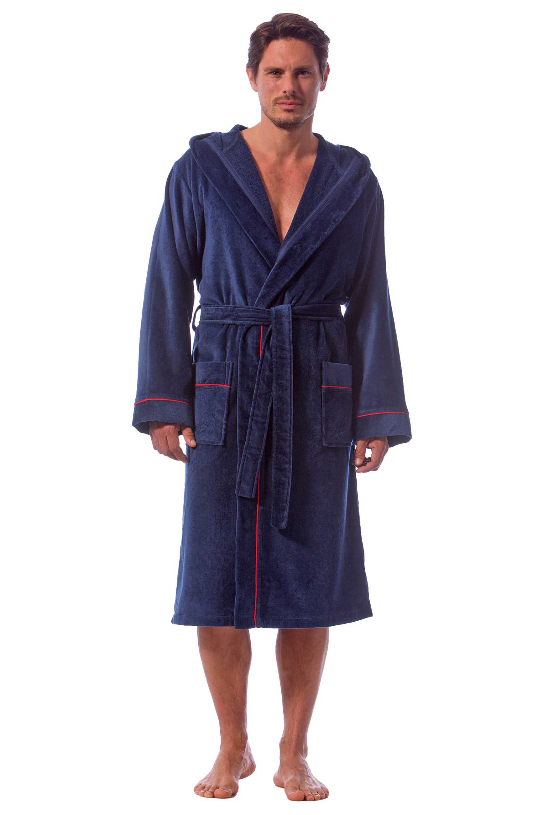 Morgenstern Bademantel Herren Kapuze, Velours, Tim, marineblau Morgenstern Bademantel Herren Kapuze, Velours, Tim, marineblau