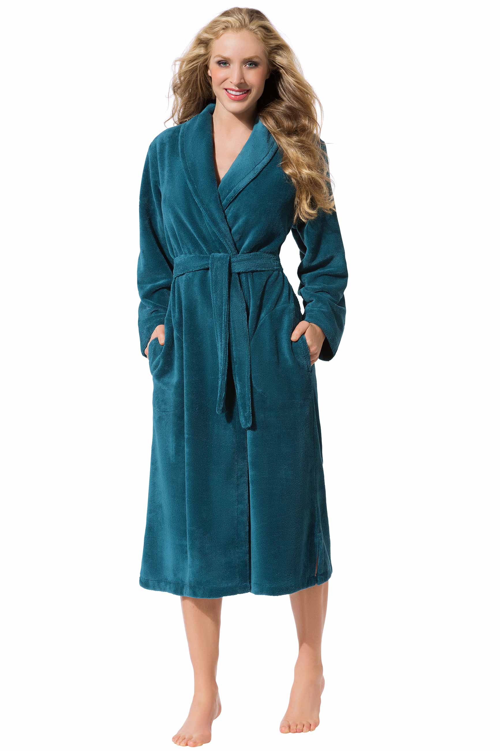 Morgenstern Bademantel Damen Schalkragen, Multifaser, Anna, smaragd Morgenstern Bademantel Damen Schalkragen, Multifaser, Anna, smaragd