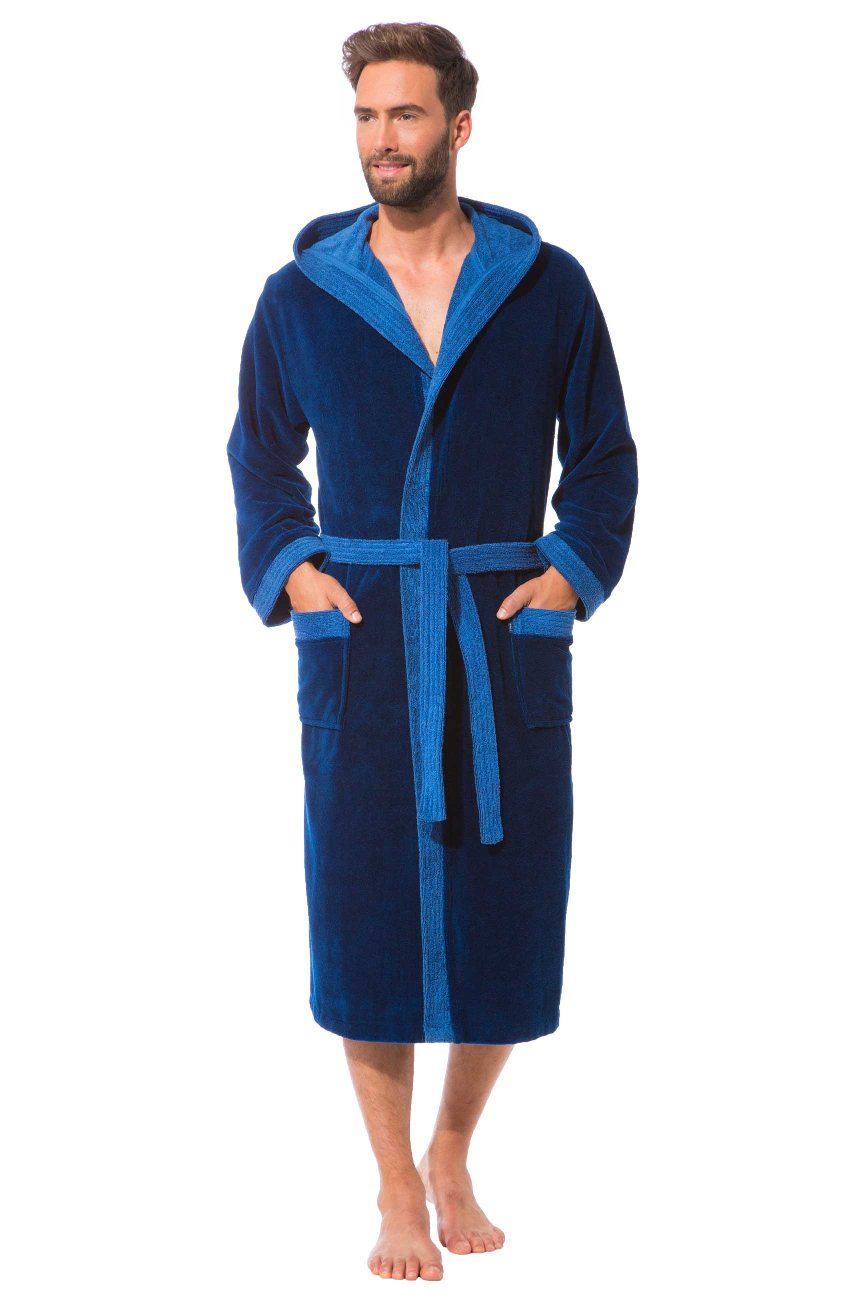 Morgenstern Bademantel Herren Kapuze, Multifaser, Elio, marine blau Morgenstern Bademantel Herren Kapuze, Multifaser, Elio, marine blau
