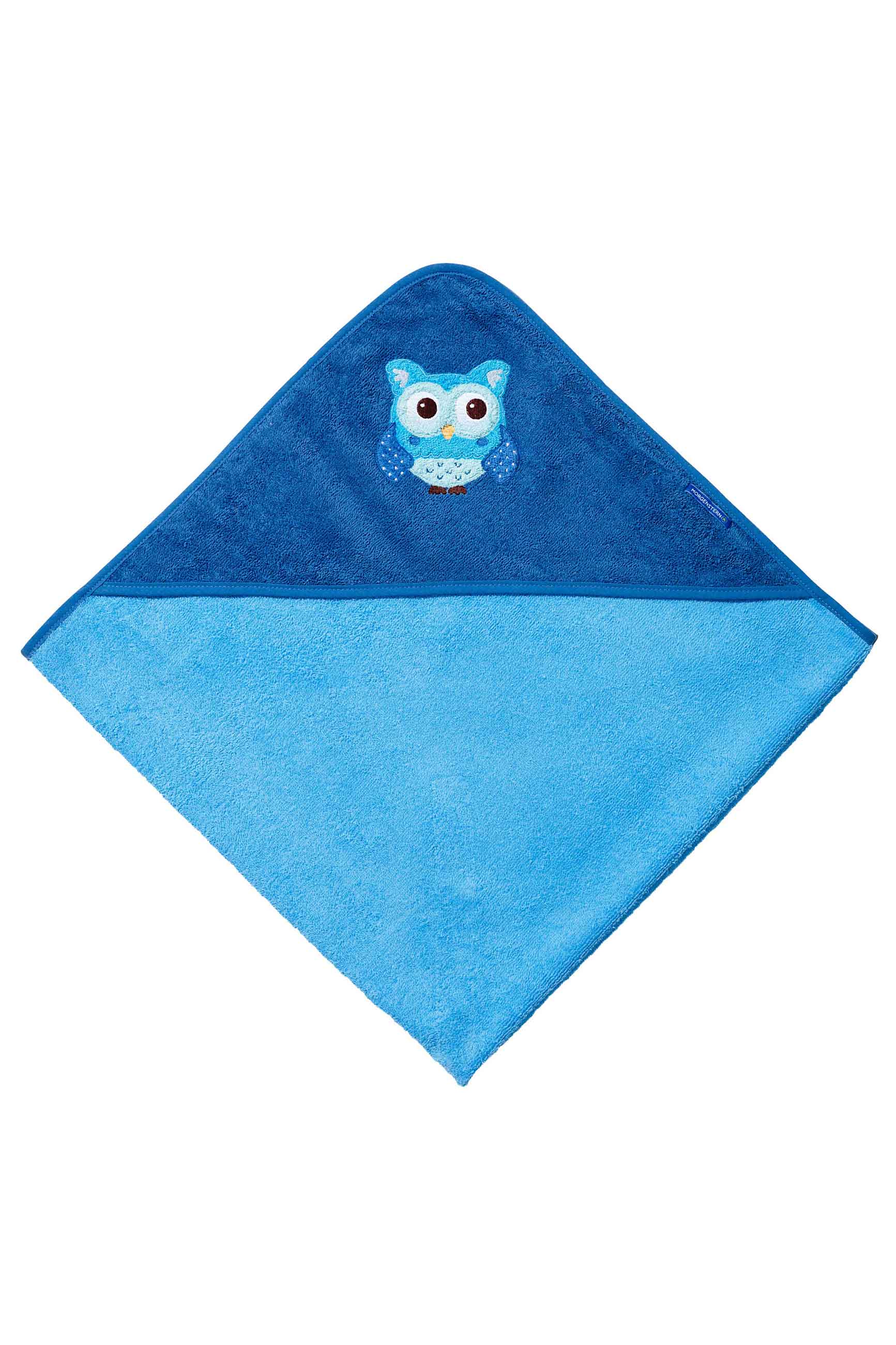 Morgenstern Kapuzentuch, Kapuzenhandtuch Eule, 100x100, blau, Baumwolle Morgenstern Kapuzentuch, Kapuzenhandtuch Eule, 100x100, blau, Baumwolle