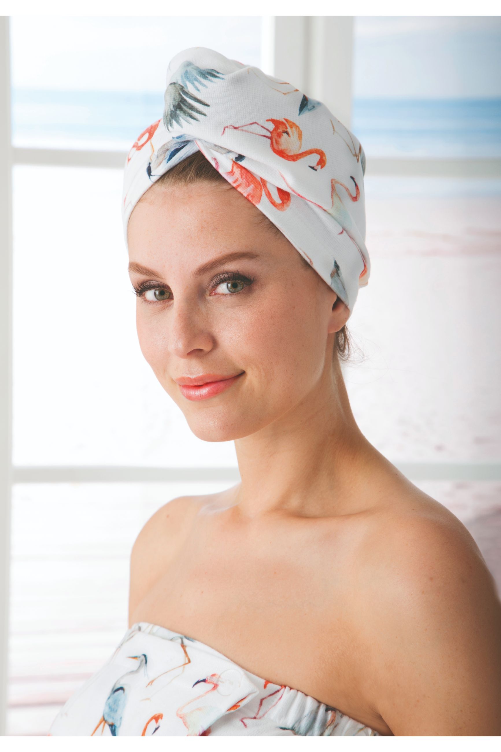 Morgenstern Haarturban Damen, Skylight, Flamingo, weiß Morgenstern Haarturban Damen, Skylight, Flamingo, weiß