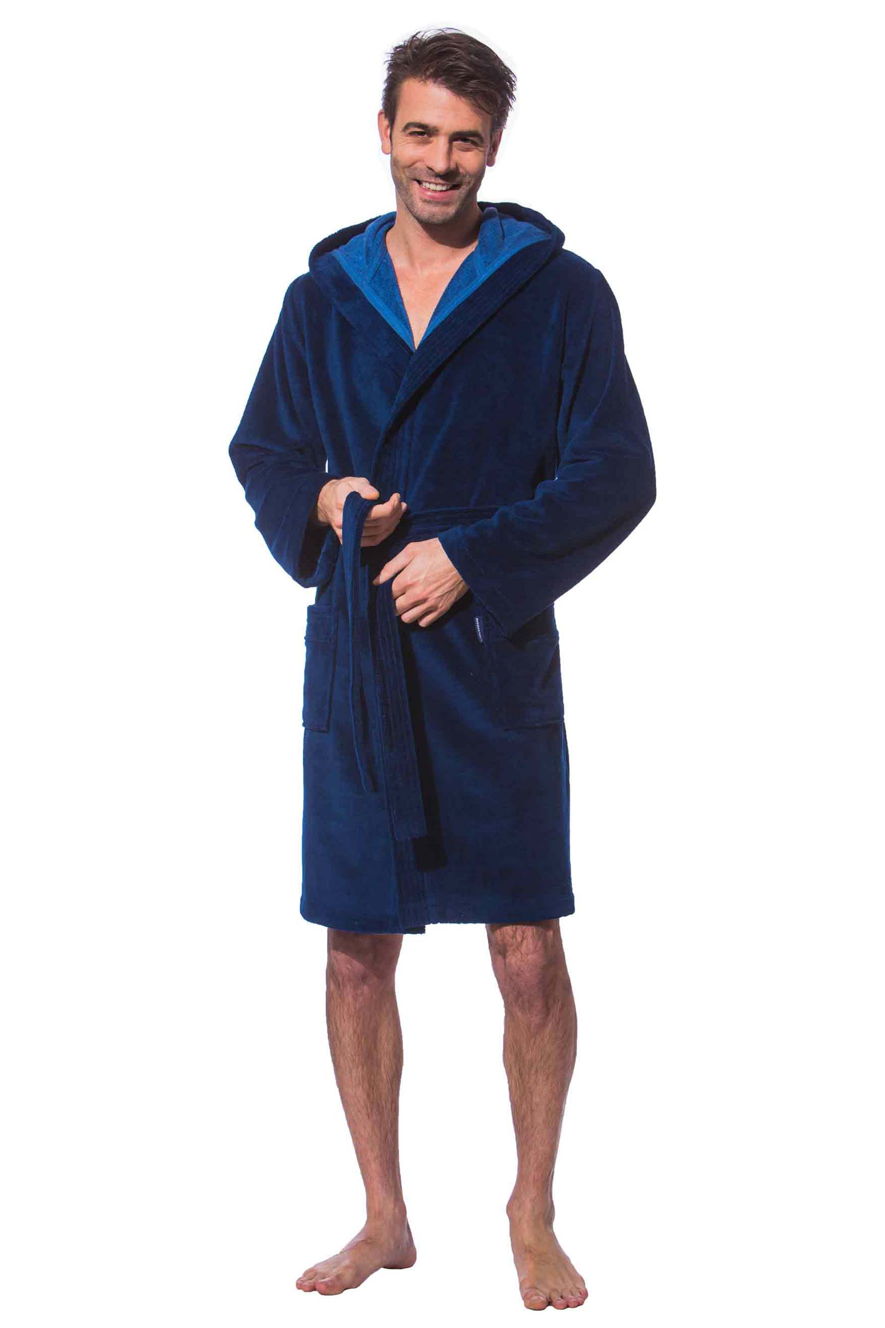 Morgenstern Bademantel Herren Kapuze, kurz, Multifaser, George, marine blau Morgenstern Bademantel Herren Kapuze, kurz, Multifaser, George, marine blau
