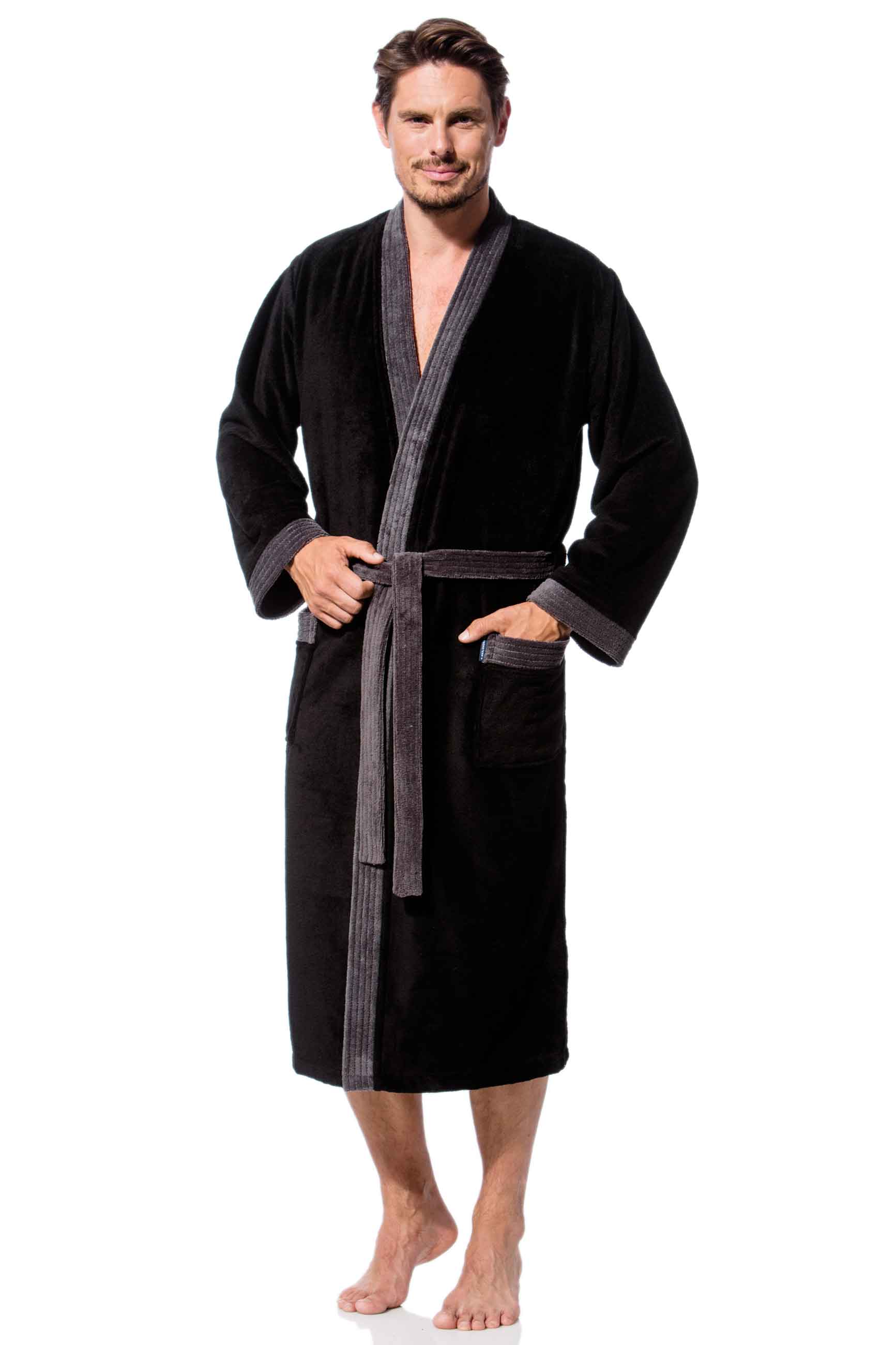 Morgenstern Bademantel Herren, Multifaser, Jack, schwarz Morgenstern Bademantel Herren, Multifaser, Jack, schwarz