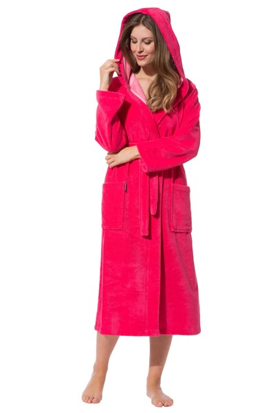 bademantel damen kurz pink
