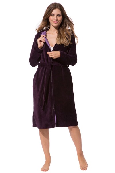 bademantel damen reissverschluss kapuze