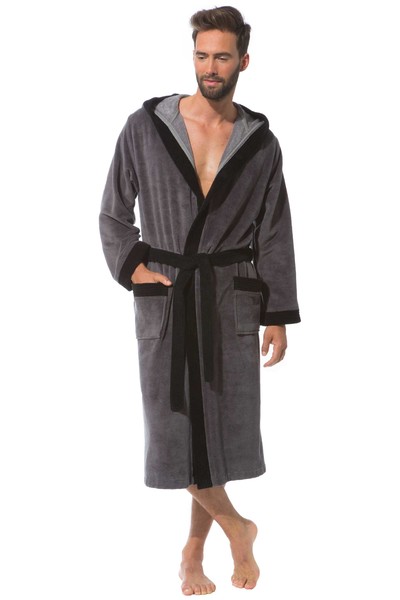 Herren Bademantel Kapuze, Elio, grau > Morgenstern - Shop