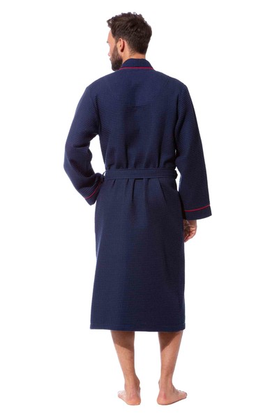 Herren Bademantel Aus Waffelpique - Leichter Morgenmantel Für Sauna & Sommer
