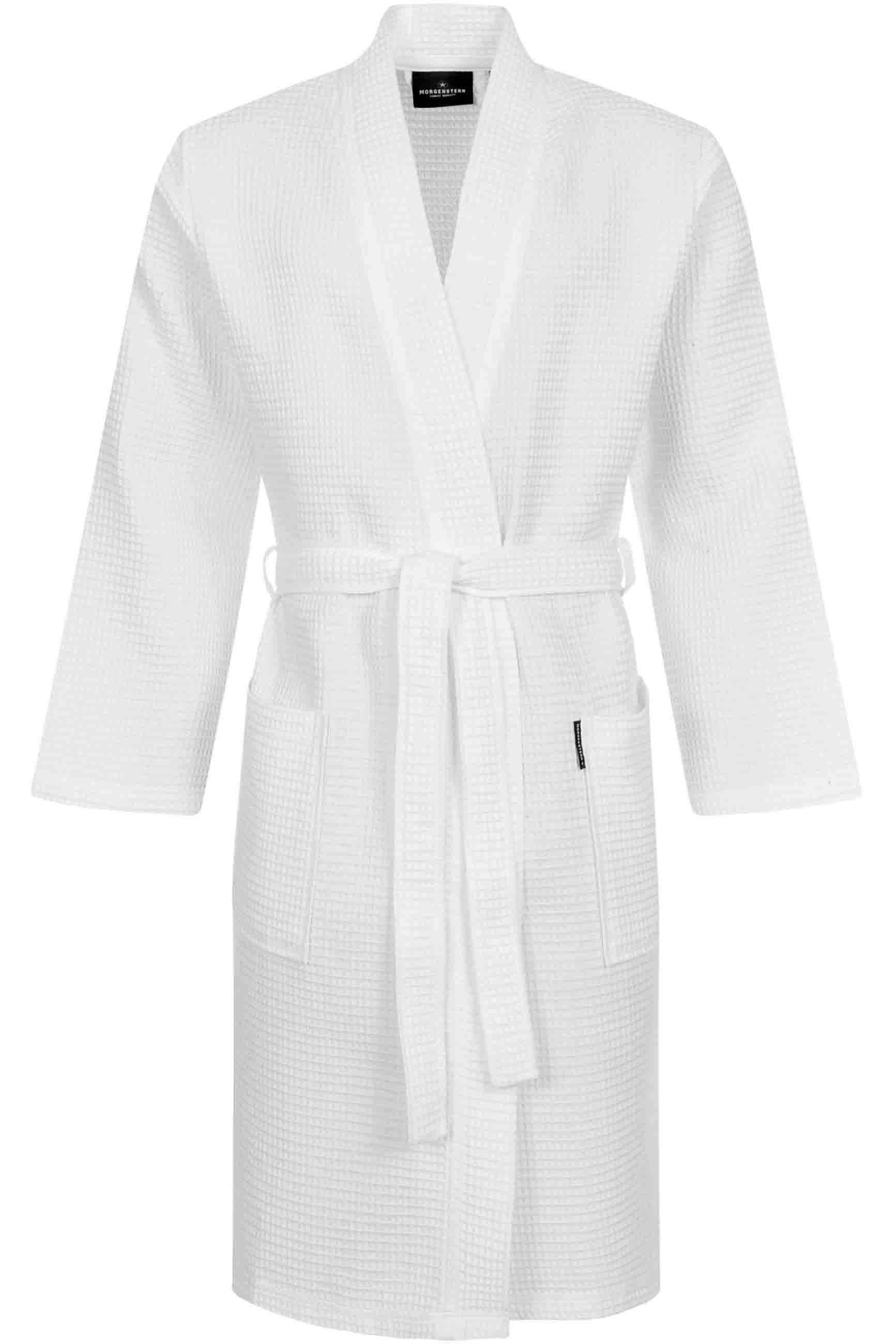 Morgenstern Kimono Bio-Bademantel Herren, Pikee, Lars, weiß Morgenstern Kimono Bio-Bademantel Herren, Pikee, Lars, weiß