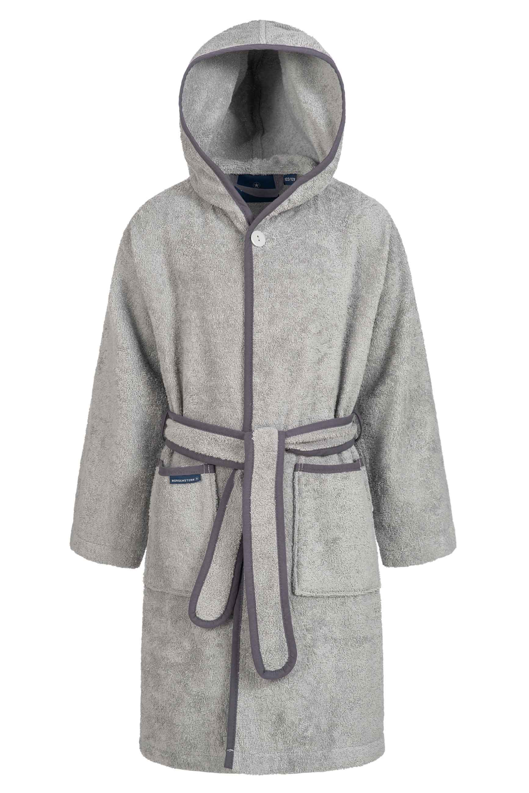 Morgenstern Kinderbademantel mit Kapuze, reine Baumwolle, Maxi, grau Morgenstern Kinderbademantel mit Kapuze, reine Baumwolle, Maxi, grau