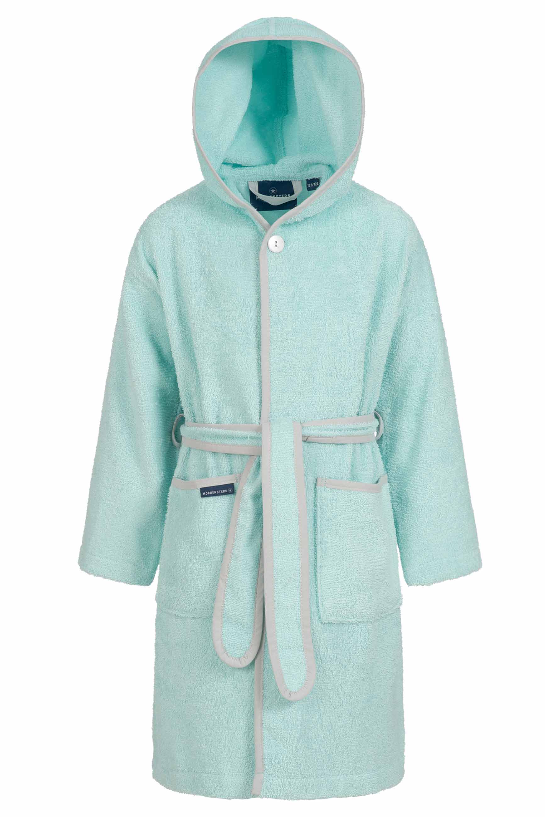 Morgenstern Kinderbademantel mit Kapuze, reine Baumwolle, Maxi, türkis Morgenstern Kinderbademantel mit Kapuze, reine Baumwolle, Maxi, türkis