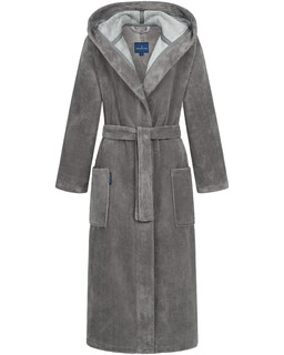 Morgenstern Bademantel Damen Kapuze, Multifaser, Geena 2 , terra/graubraun, XS
