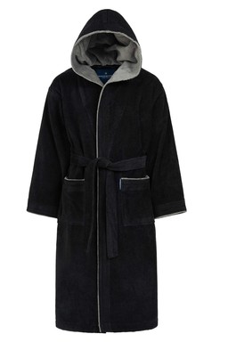 Morgenstern Bademantel Jungen Kapuze, Velours, Colin, schwarz