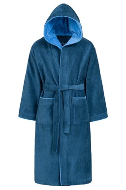 Morgenstern Bademantel Jungen Kapuze, Velours, Colin, blau