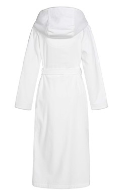 Morgenstern Bademantel Damen Kapuze, Baumwolle Velours, Leonie, weiß
