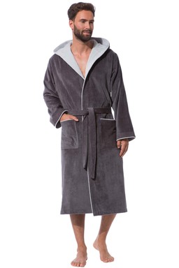 bademantel aus velours in Grau für Herren Herren Bekleidung Nachtwäsche Bademäntel und Morgenmäntel ASOS 