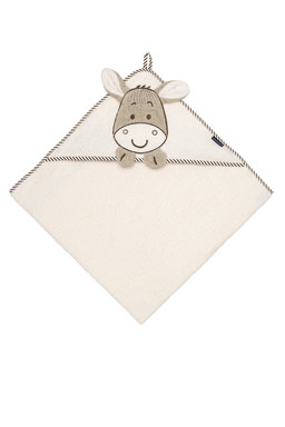 Morgenstern Kapuzentuch 100 x 100, reine Baumwolle, Esel, natur