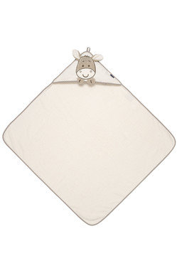 Morgenstern Kapuzentuch 100 x 100, reine Baumwolle, Esel, natur