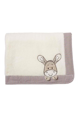 Morgenstern Badeponcho Kinder Microfaser Beige mit Kapuze und Schafstickerei