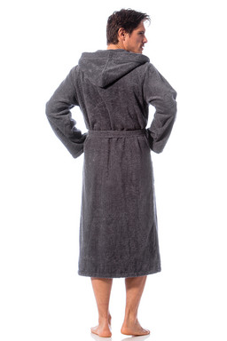 Morgenstern Bademantel Herren Kapuze, Frottee, Cadiz, dunkelgrau