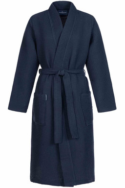 Morgenstern Kimono Bademantel Damen, Pikee, Paula, marineblau