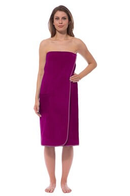 Morgenstern Damen Saunakilt, Velours, Katja, fuchsia