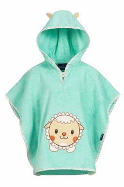 Morgenstern Badeponcho 1-3 Jahre, reine Baumwolle, Schaf, türkis