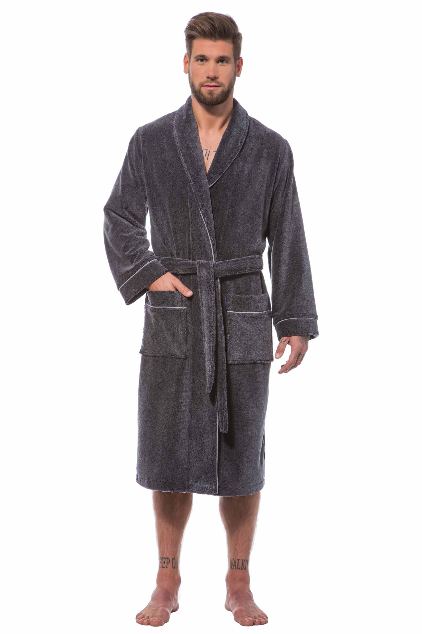 Morgenstern Bademantel Herren Schalkragen, Baumwolle und Microfaser, Alex, anthrazit melange Morgenstern Bademantel Herren Schalkragen, Baumwolle und Microfaser, Alex, anthrazit melange