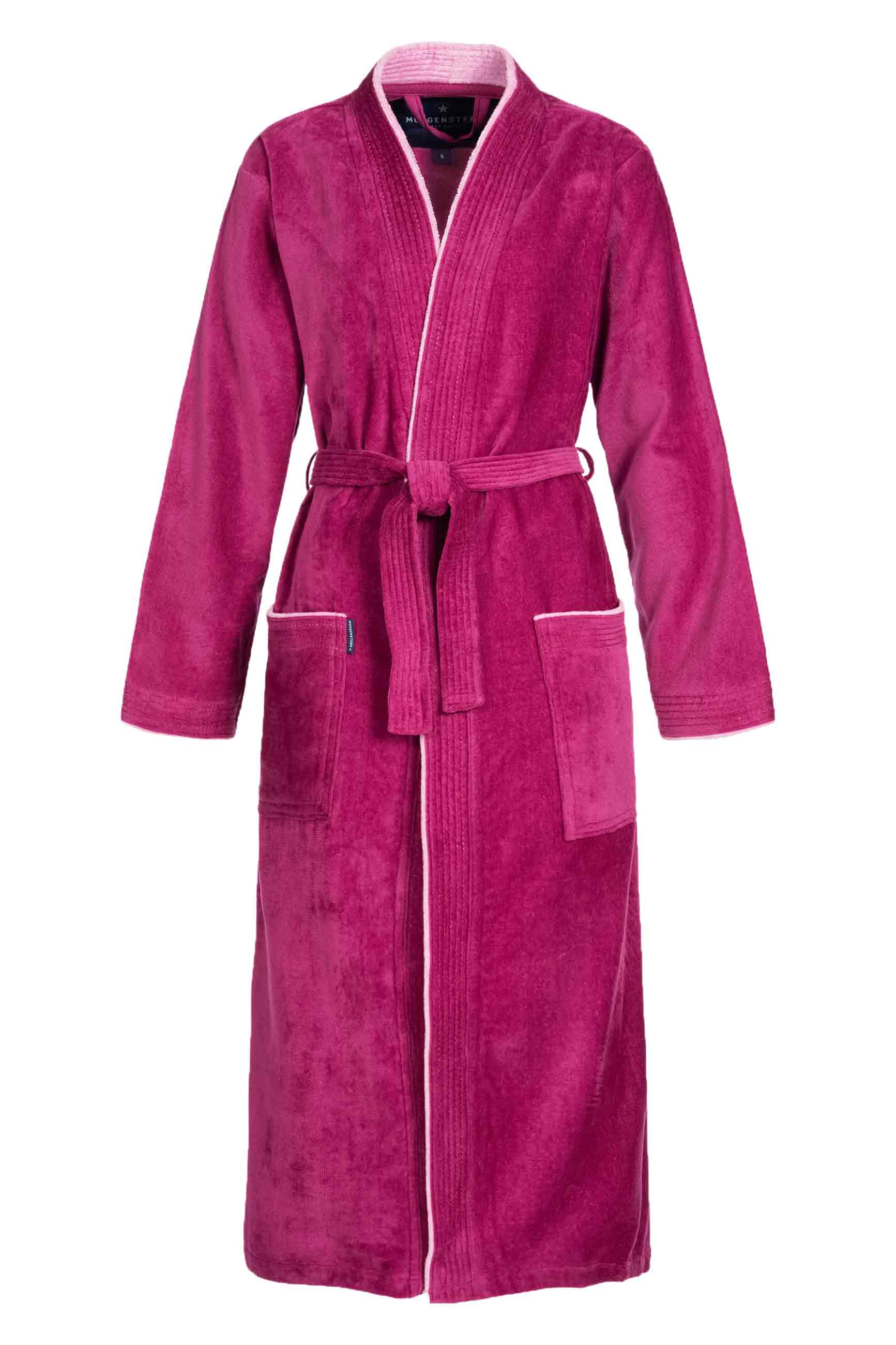 Morgenstern Bio Bademantel Damen Kimono, Bio Baumwolle Velours, Lotte, fuchsia Morgenstern Bio Bademantel Damen Kimono, Bio Baumwolle Velours, Lotte, fuchsia