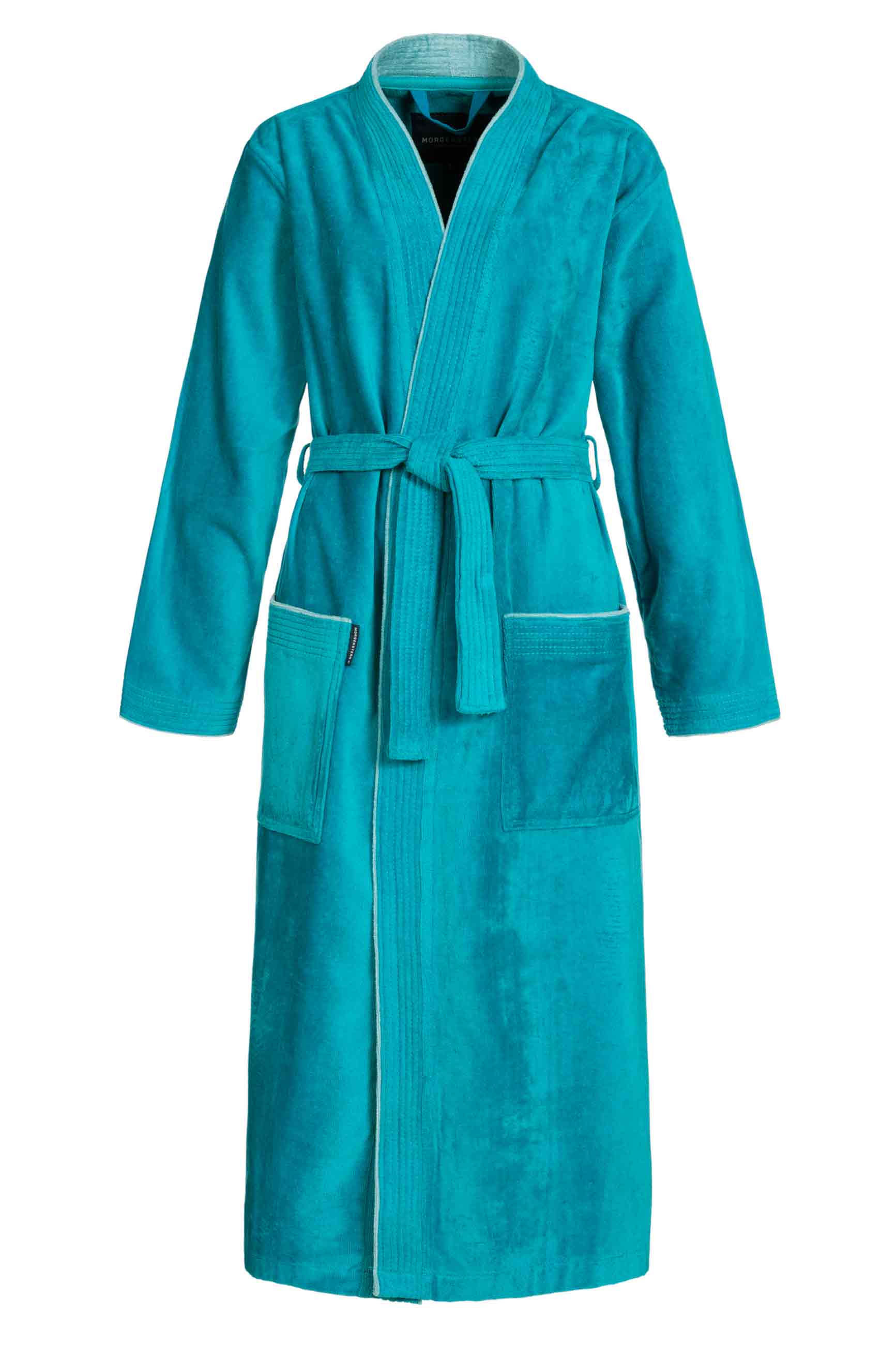 Morgenstern Bio Bademantel Damen Kimono, Bio Baumwolle Velours, Lotte, petrol Morgenstern Bio Bademantel Damen Kimono, Bio Baumwolle Velours, Lotte, petrol