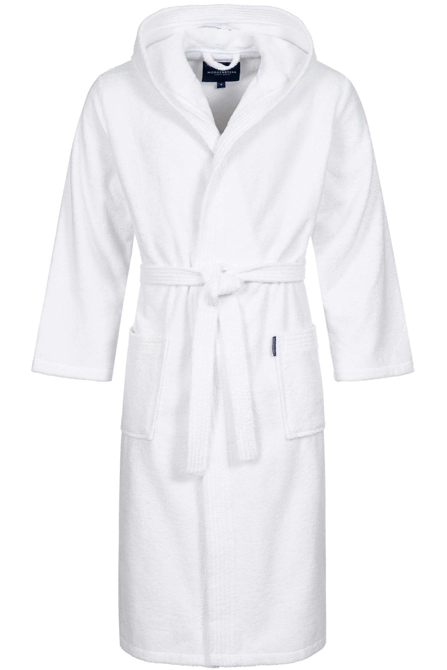 Morgenstern Bio-Bademantel Herren Kapuze, Frottee, Marbella, weiß Morgenstern Bio-Bademantel Herren Kapuze, Frottee, Marbella, weiß