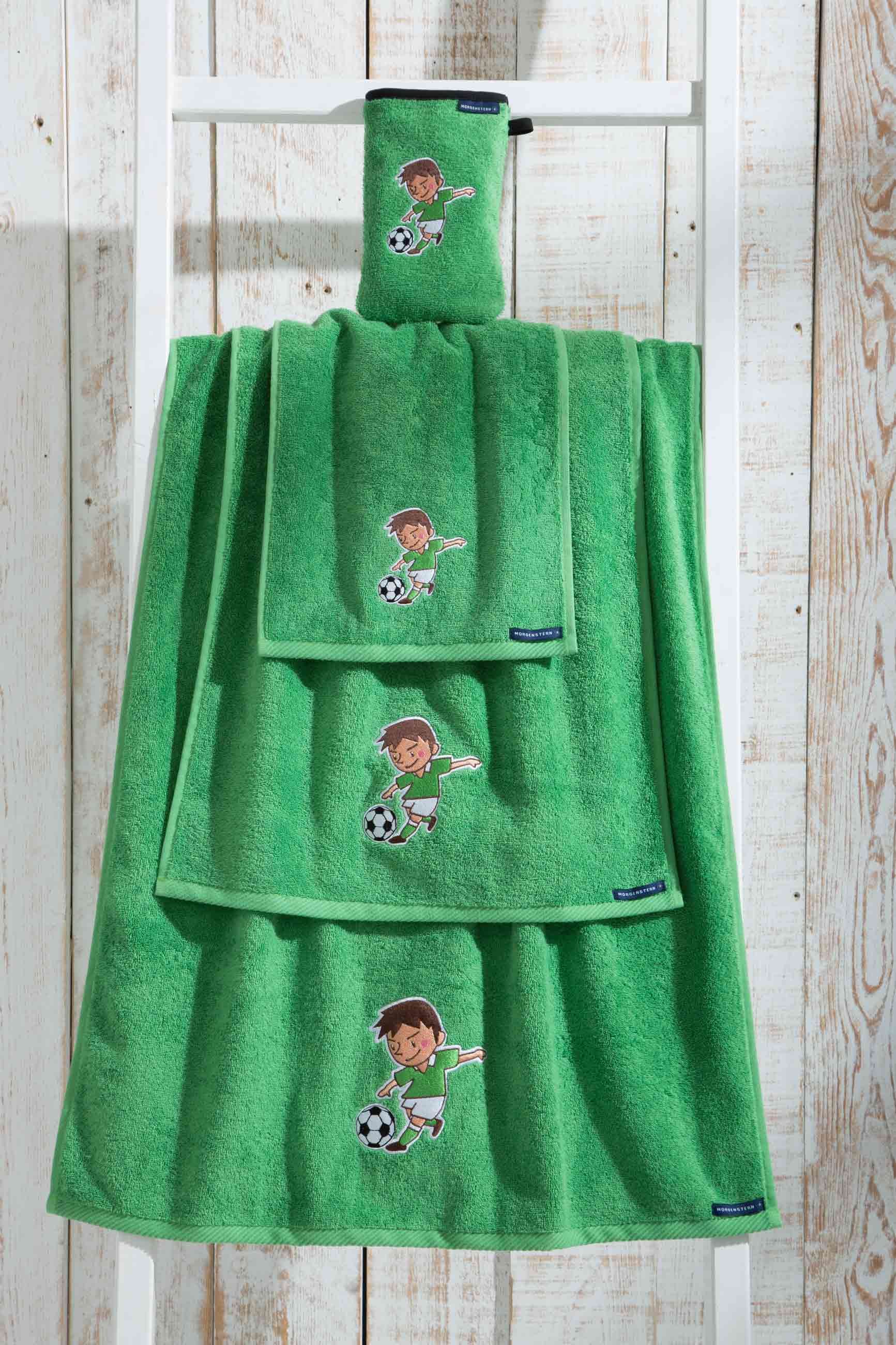 Morgenstern Kinderfrottier, reine Baumwolle, Fussball, grün Morgenstern Kinderfrottier, reine Baumwolle, Fussball, grün
