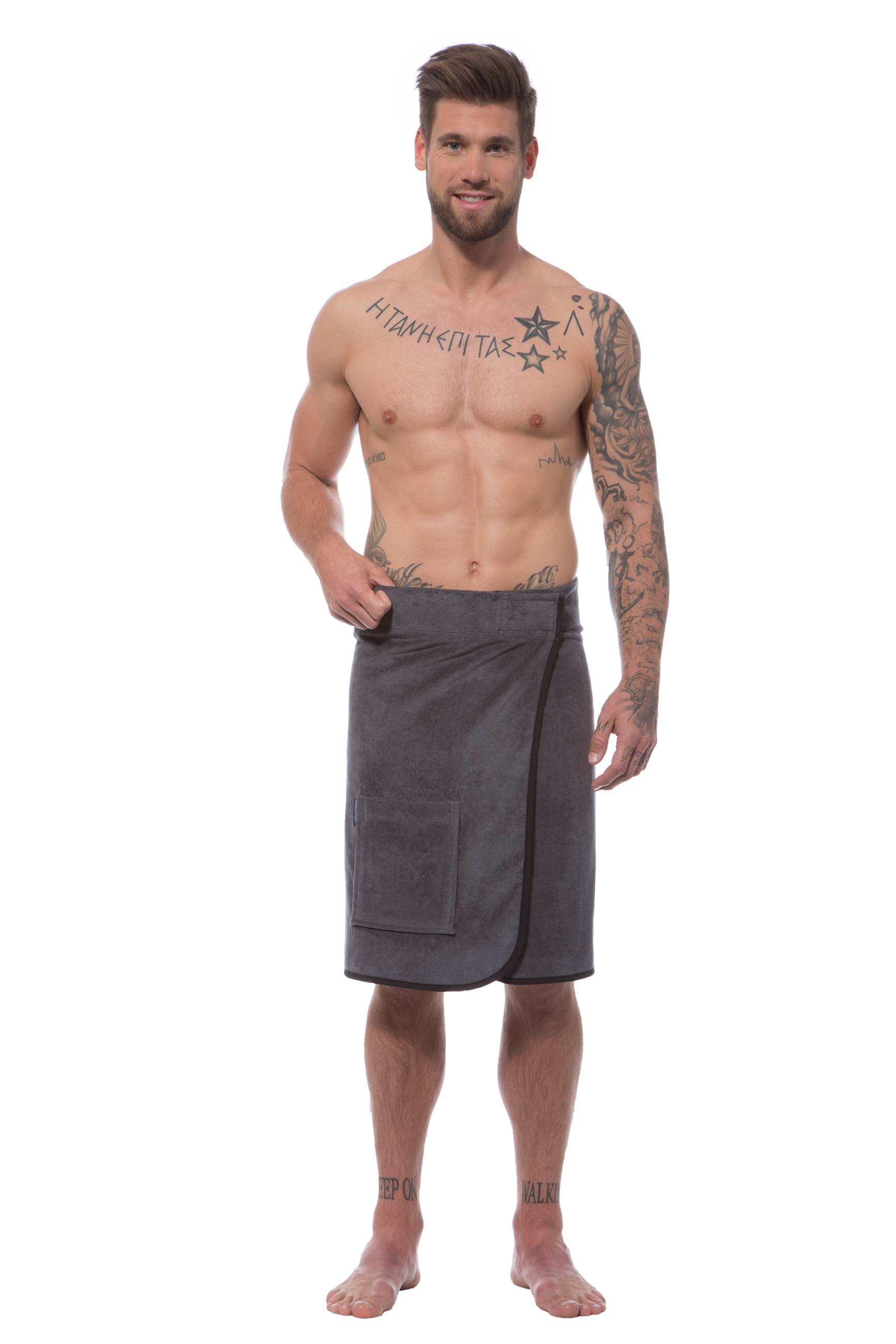 Morgenstern Saunakilt Herren, Velours, Jan, anthrazit Morgenstern Saunakilt Herren, Velours, Jan, anthrazit