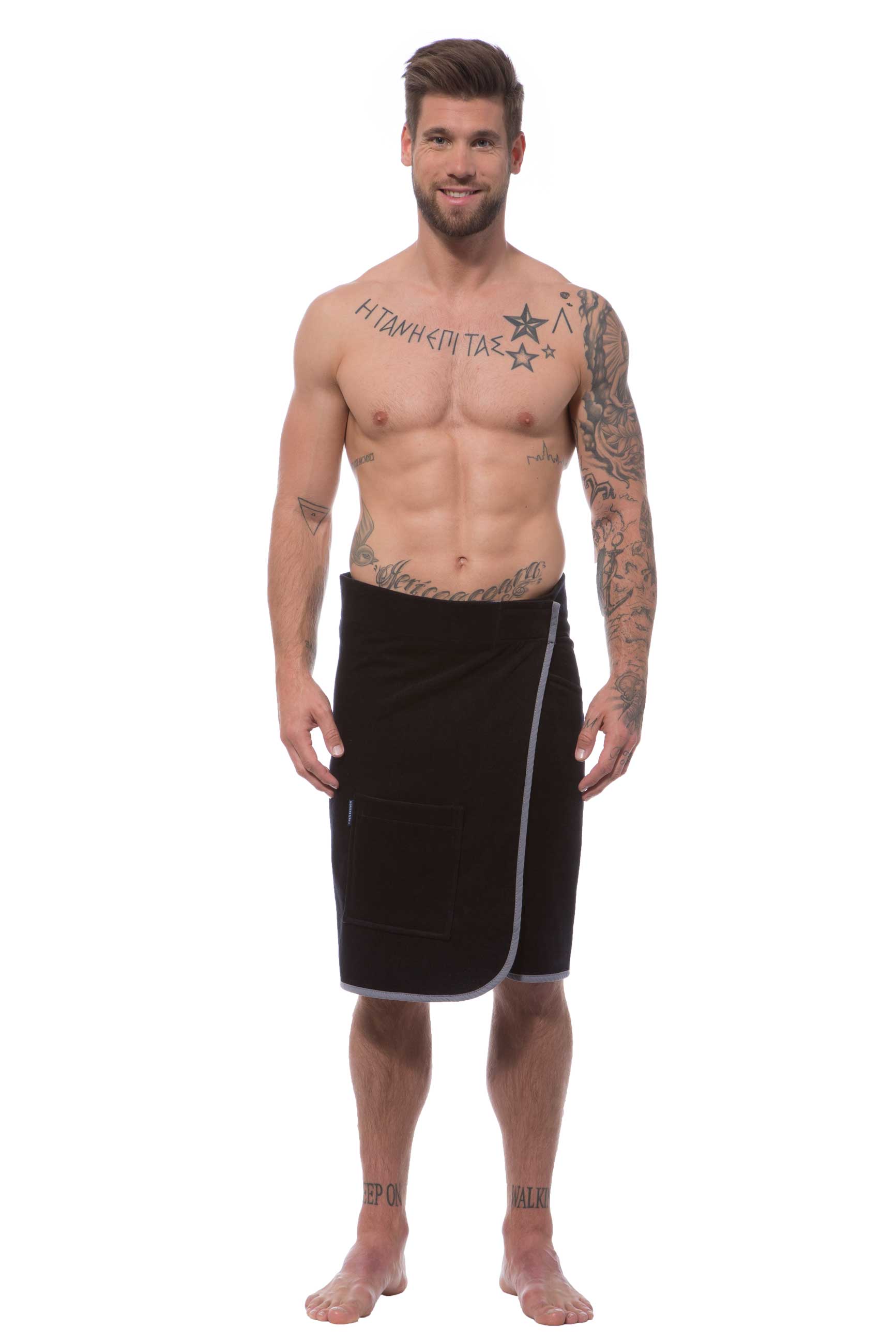 Morgenstern Saunakilt Herren, Velours, Jan, schwarz Morgenstern Saunakilt Herren, Velours, Jan, schwarz