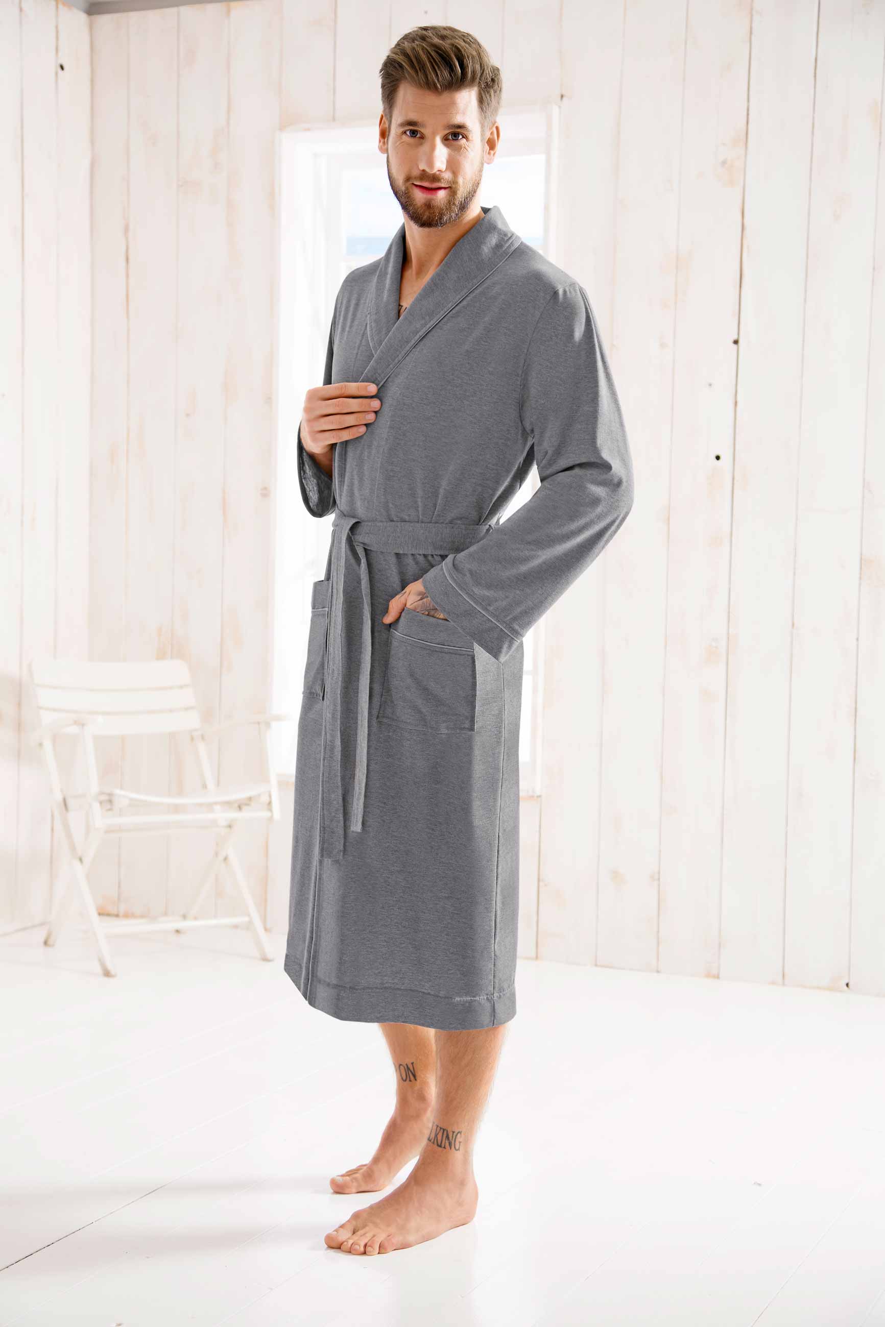 Morgenstern Bademantel Herren Schalkragen, Jersey, Oliver, anthrazit Morgenstern Bademantel Herren Schalkragen, Jersey, Oliver, anthrazit