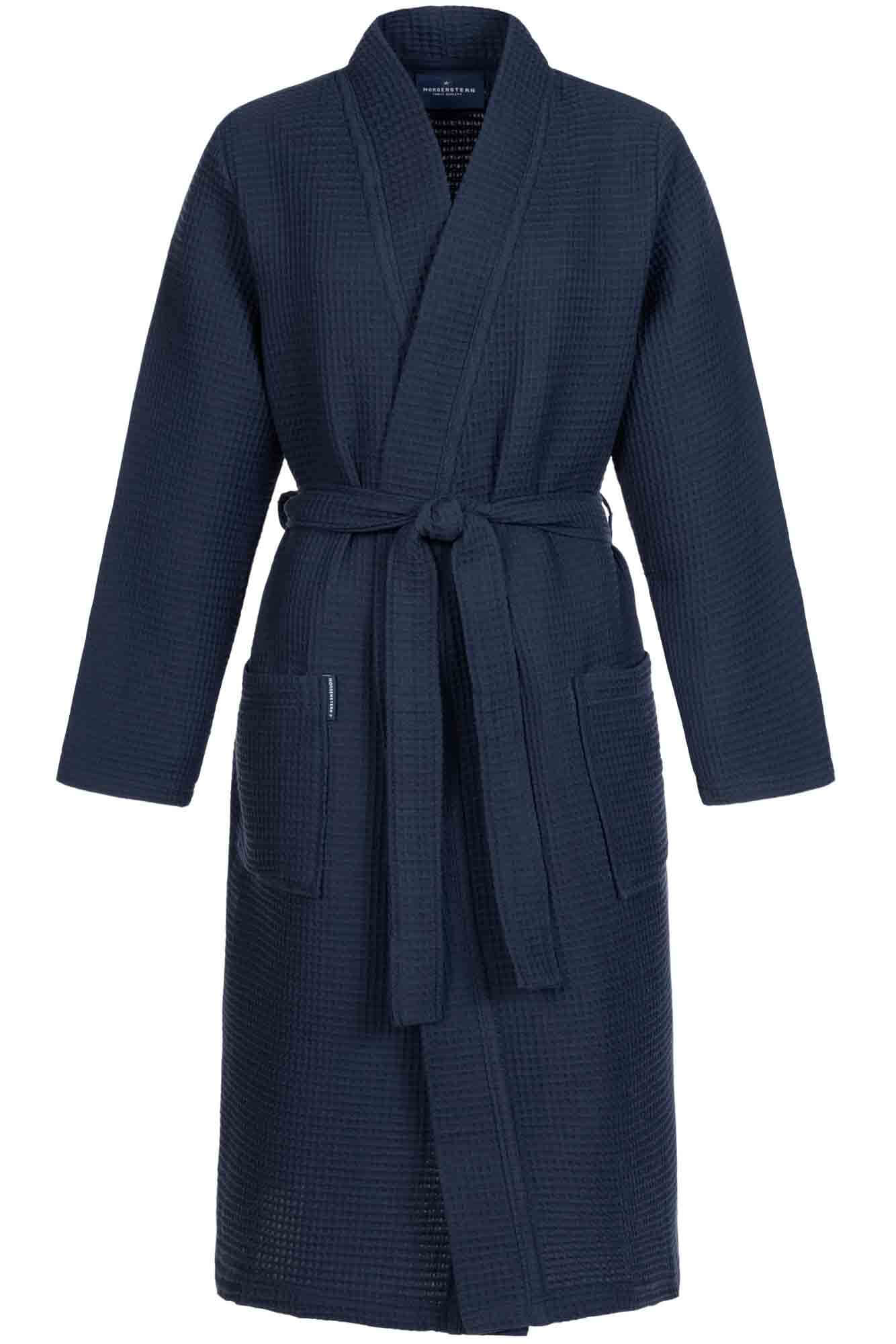 Morgenstern Kimono Bio-Bademantel Damen, Pikee, Paula, marineblau Morgenstern Kimono Bio-Bademantel Damen, Pikee, Paula, marineblau