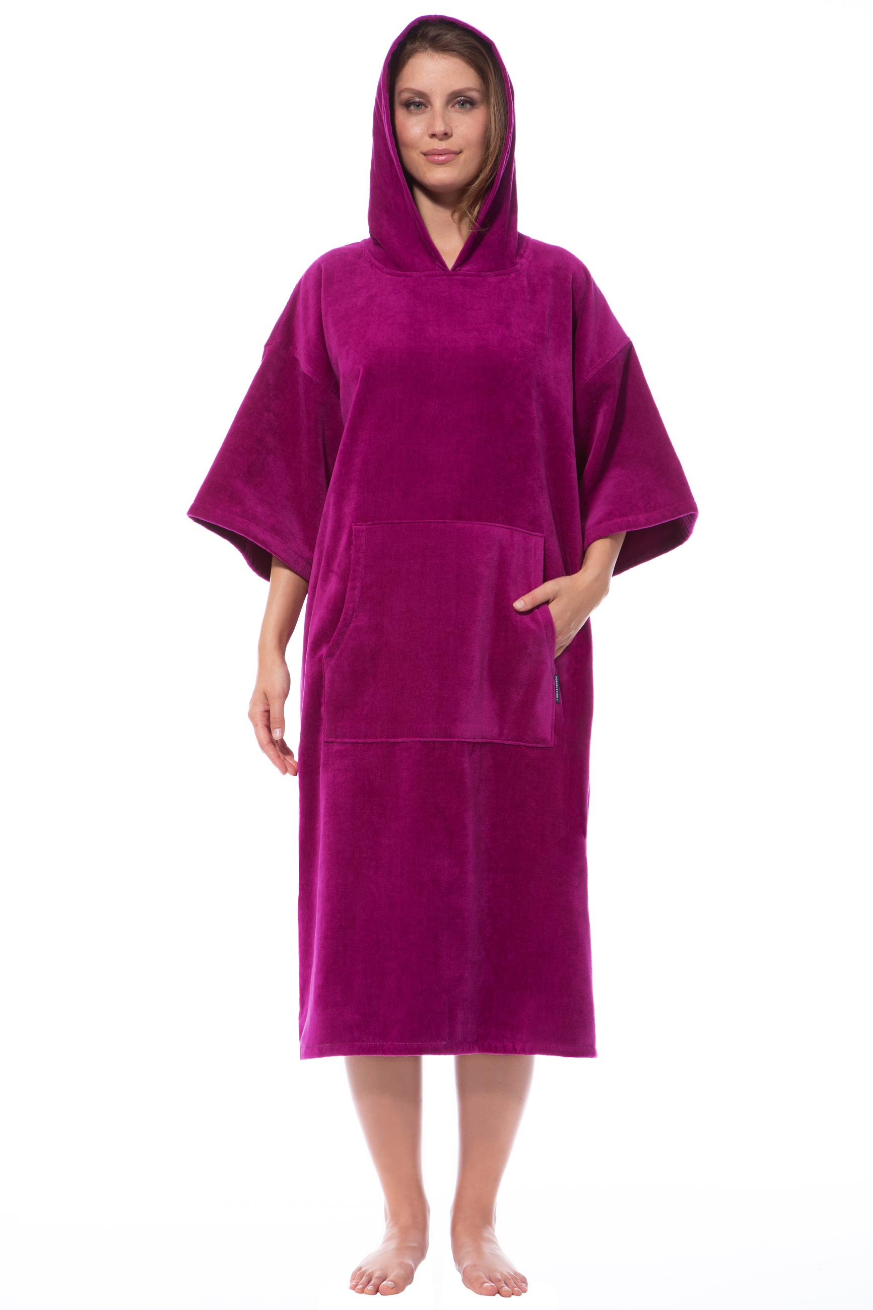 Morgenstern Surferponcho, Damen, mit Kapuze, Velours, Robin, fuchsia Morgenstern Surferponcho, Damen, mit Kapuze, Velours, Robin, fuchsia