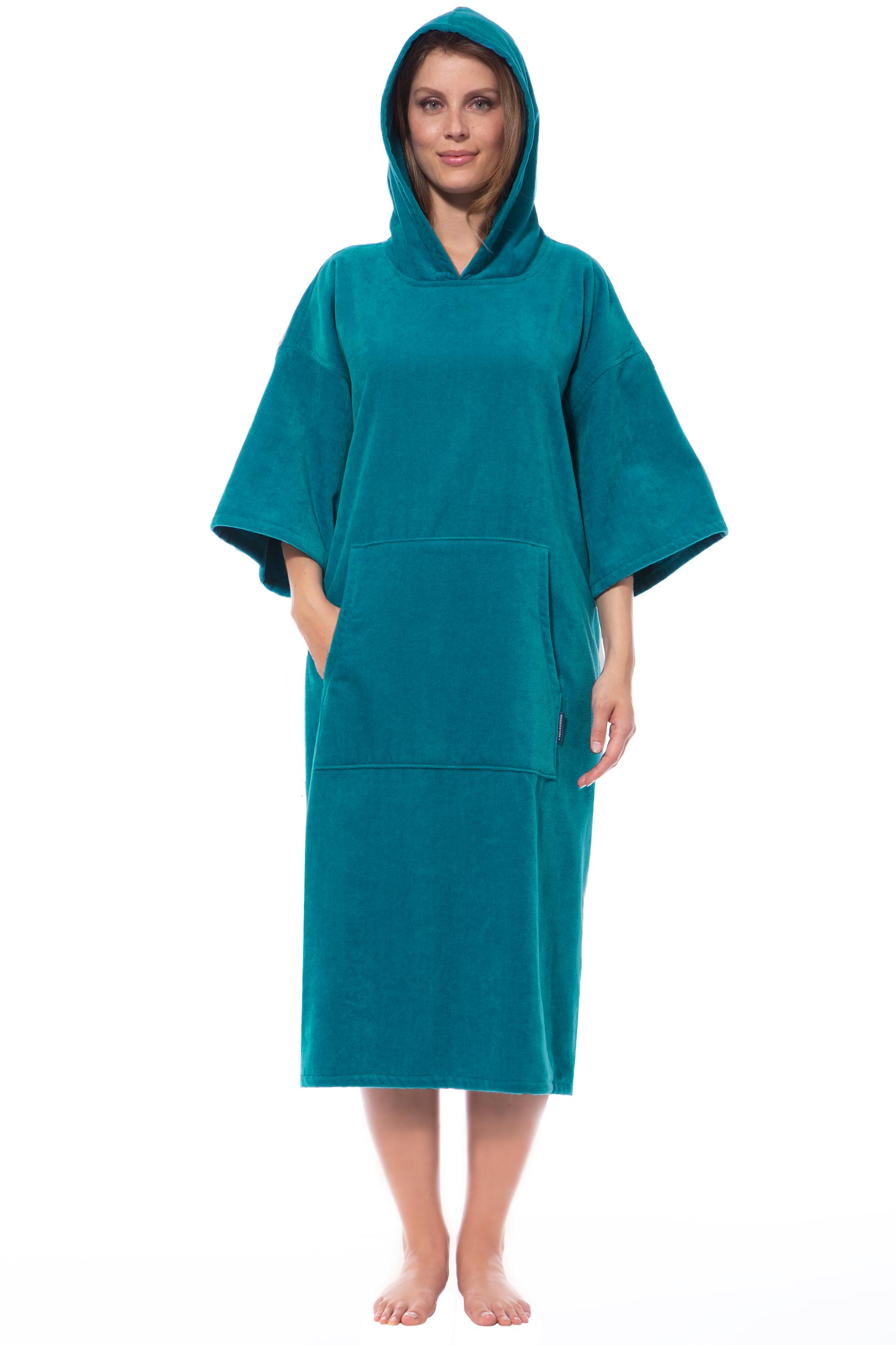 Morgenstern Surferponcho, Damen, mit Kapuze, Velours, Robin, petrol Morgenstern Surferponcho, Damen, mit Kapuze, Velours, Robin, petrol