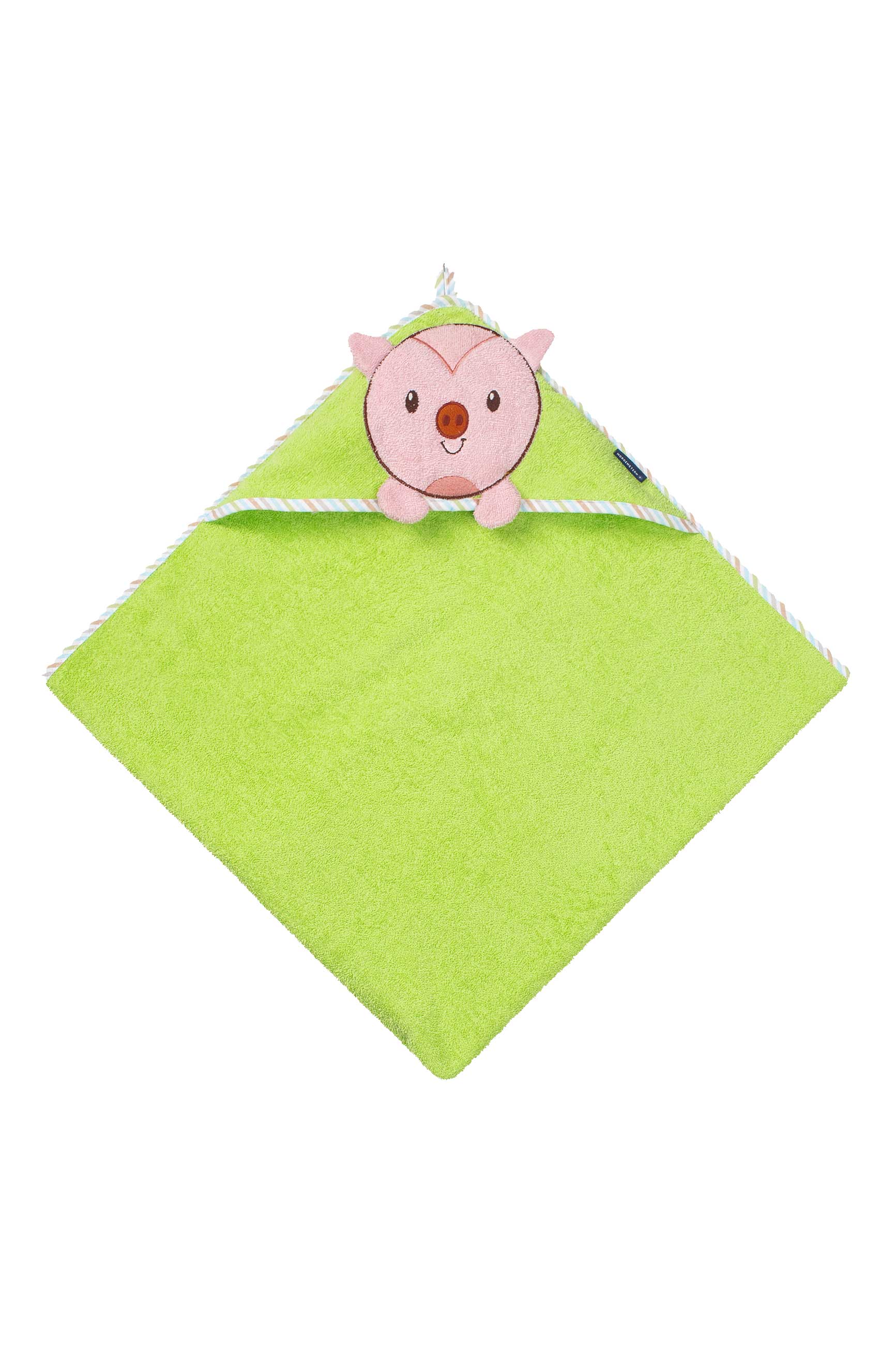 Morgenstern Kapuzenhandtuch, reine Baumwolle, Schweinchen, grün Morgenstern Kapuzenhandtuch, reine Baumwolle, Schweinchen, grün