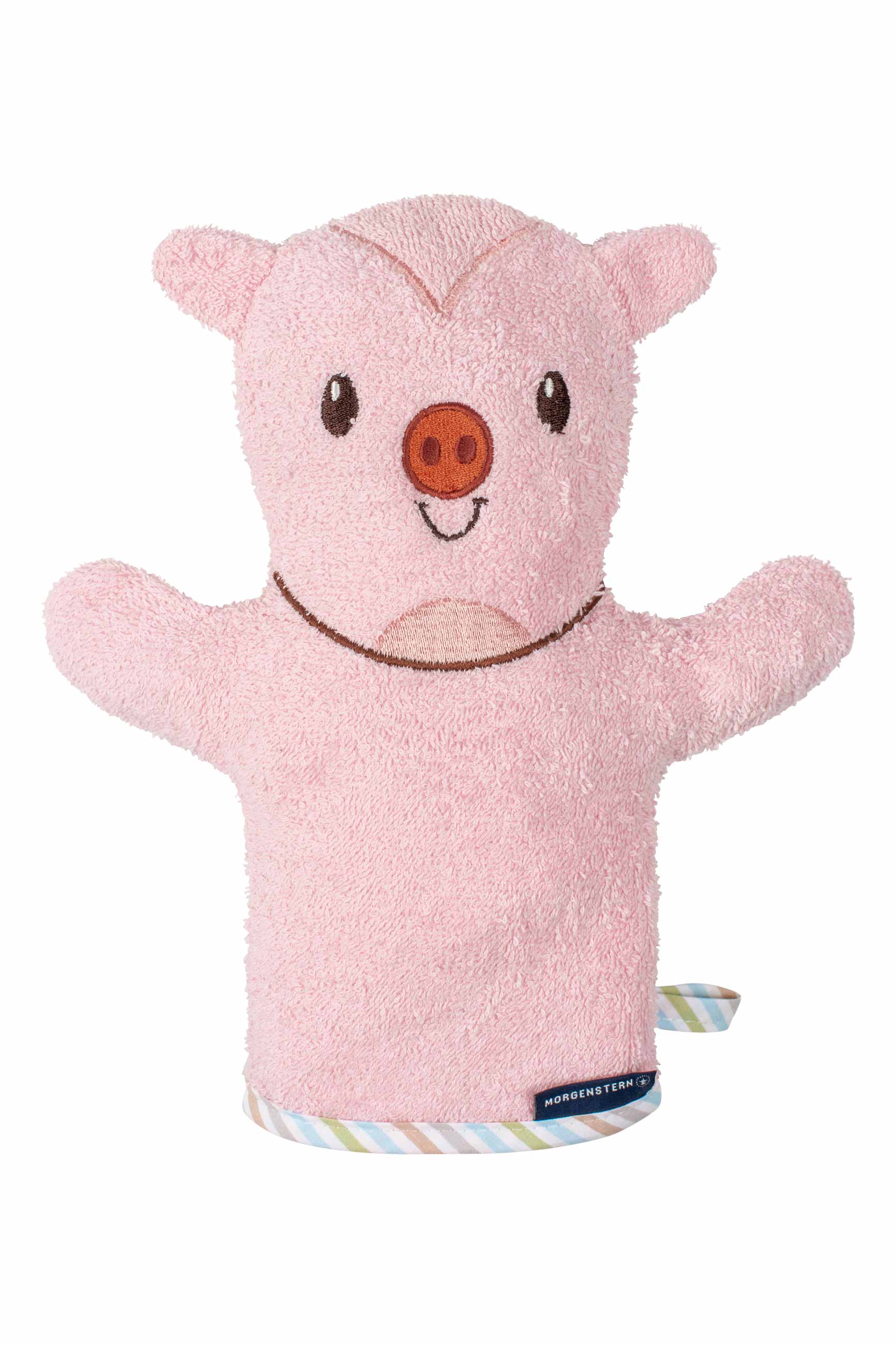 Morgenstern Waschfigur, reine Baumwolle, Schweinchen, rosa Morgenstern Waschfigur, reine Baumwolle, Schweinchen, rosa
