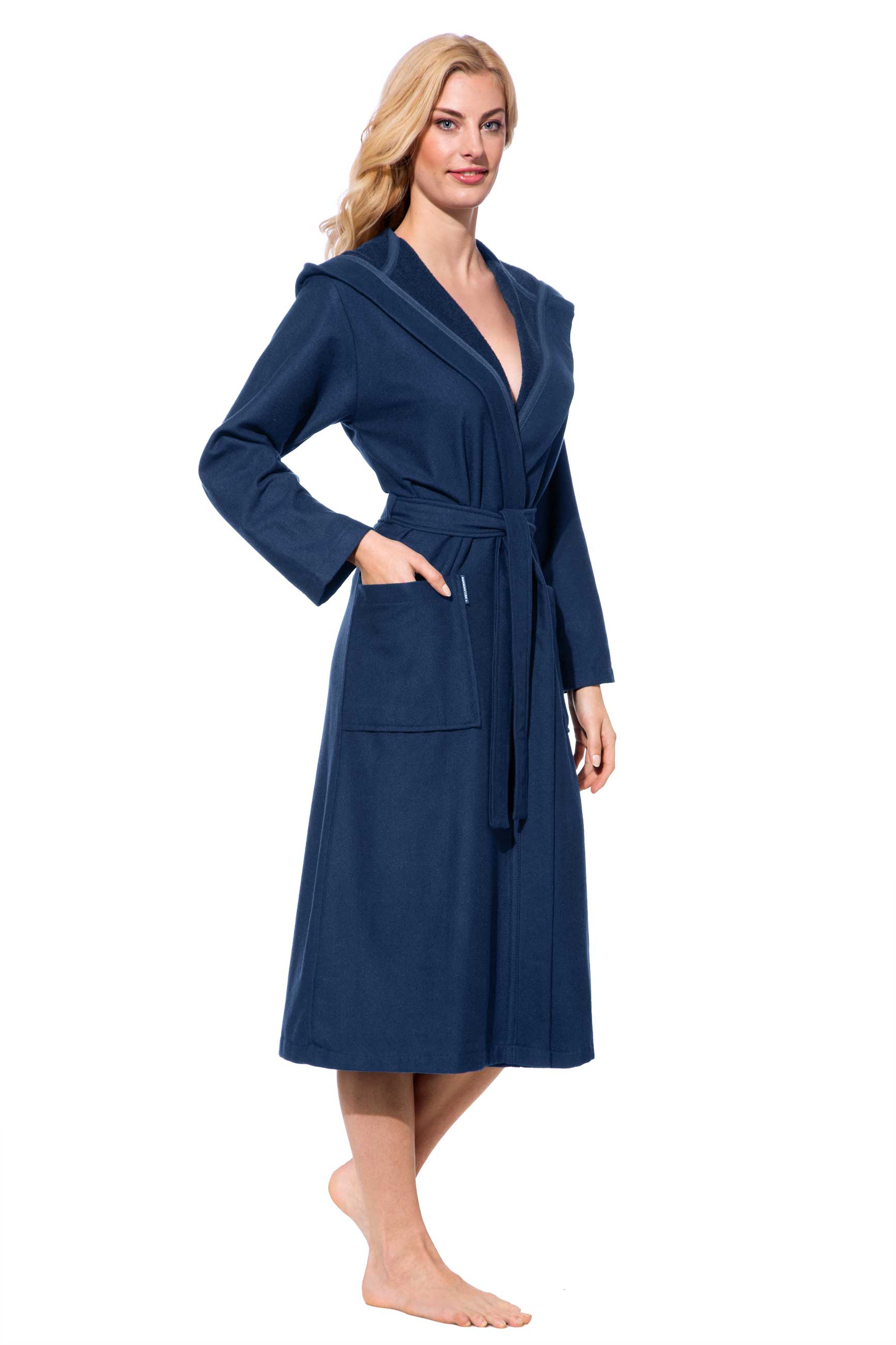 Morgenstern Bademantel, Morgenmantel Damen leicht, Kapuze, Celia, blau Morgenstern Bademantel, Morgenmantel Damen leicht, Kapuze, Celia, blau