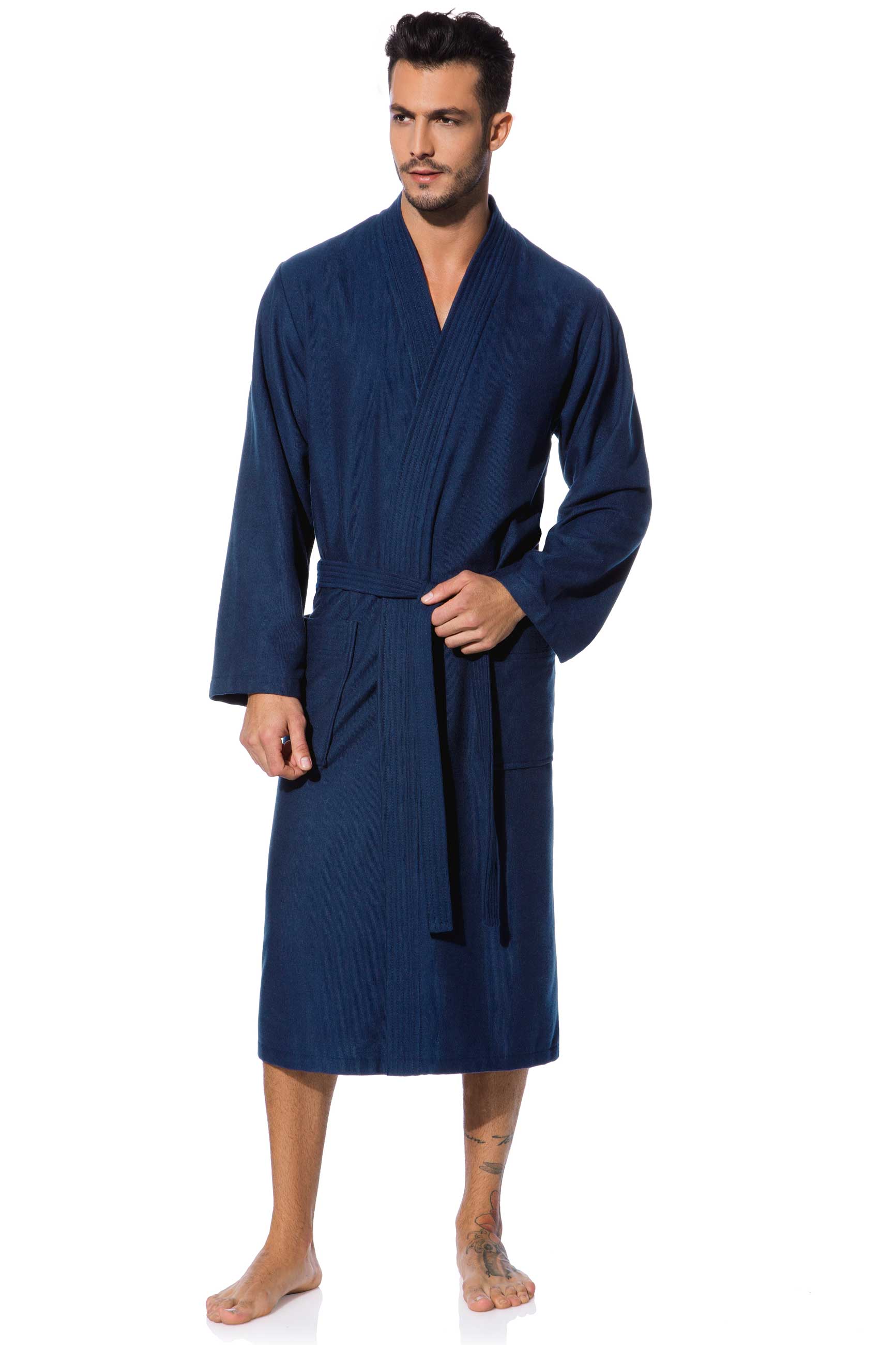 Morgenstern Bademantel Herren Kimono, Skylight leicht, Michael, nachtblau Morgenstern Bademantel Herren Kimono, Skylight leicht, Michael, nachtblau