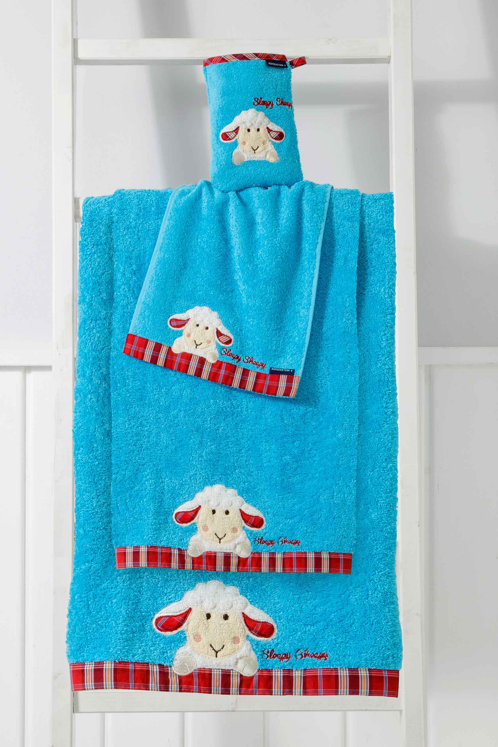 Morgenstern Kinderfrottier, reine Baumwolle, Sleepy Sheepy, türkis Morgenstern Kinderfrottier, reine Baumwolle, Sleepy Sheepy, türkis