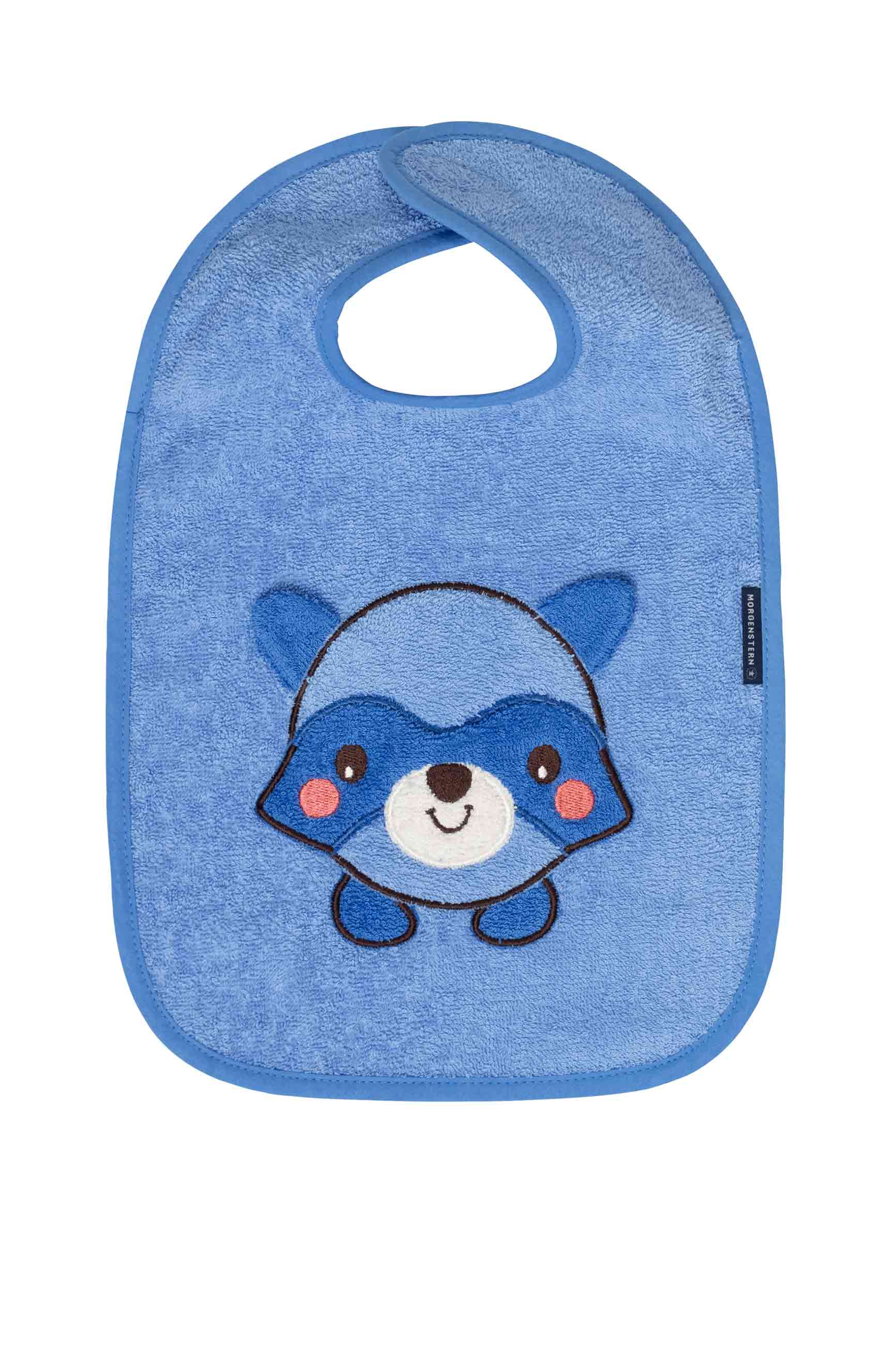 Morgenstern Lätzchen, reine Bio-Baumwolle, Waschbär, blau Morgenstern Lätzchen, reine Bio-Baumwolle, Waschbär, blau