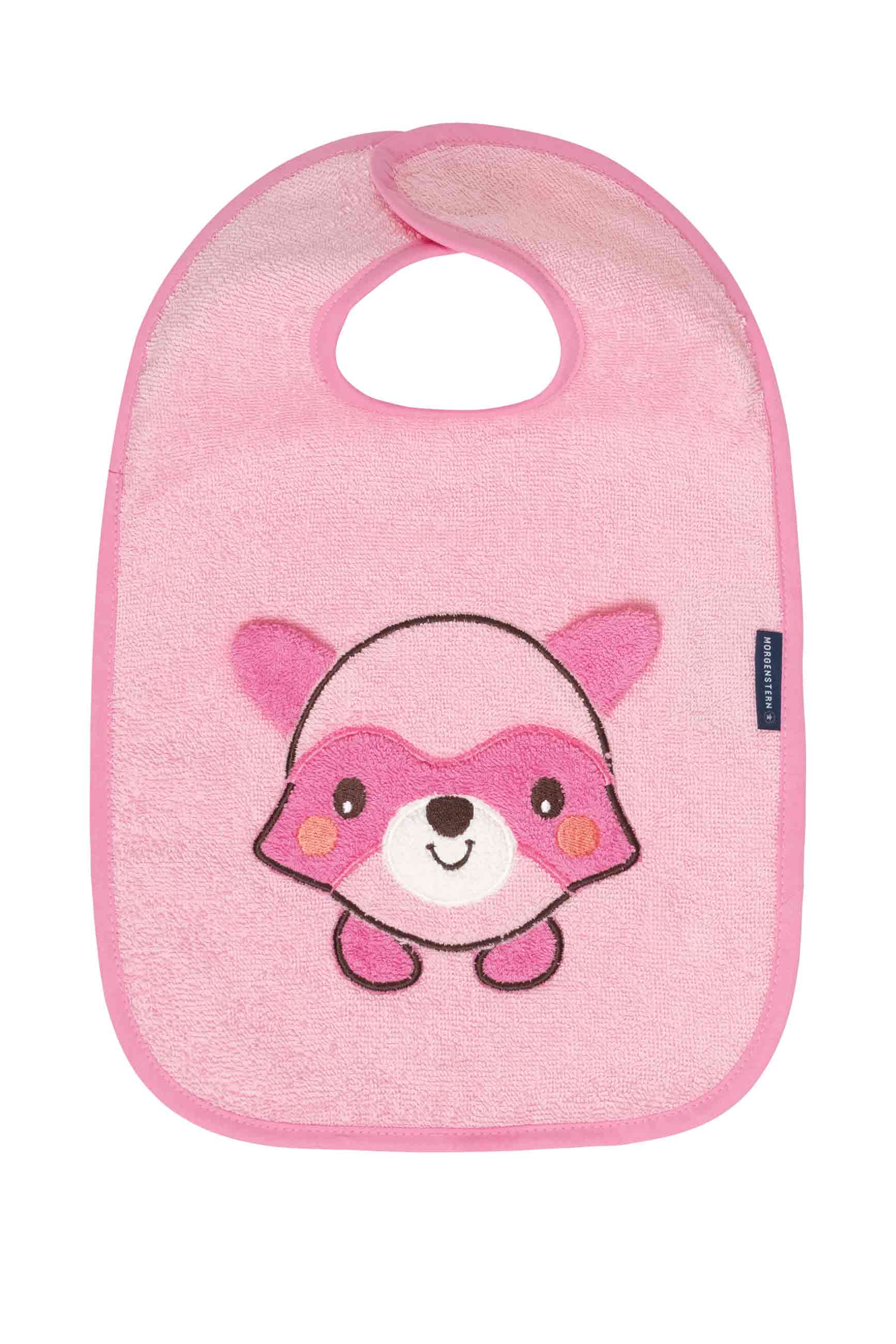 Morgenstern Lätzchen, reine Bio-Baumwolle, Waschbär, rosa Morgenstern Lätzchen, reine Bio-Baumwolle, Waschbär, rosa