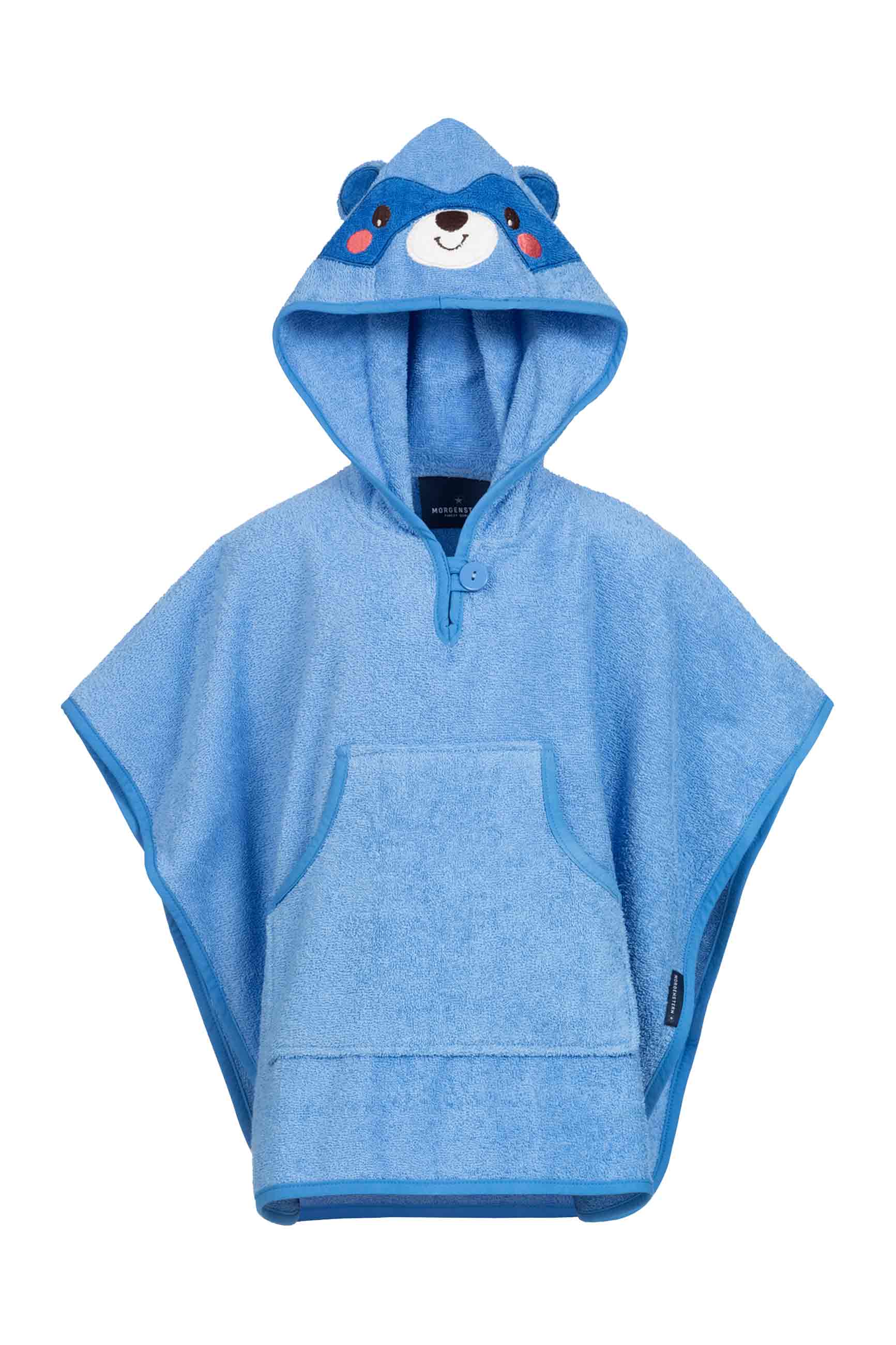 Morgenstern Poncho, reine Bio-Baumwolle, Waschbär, blau Morgenstern Poncho, reine Bio-Baumwolle, Waschbär, blau