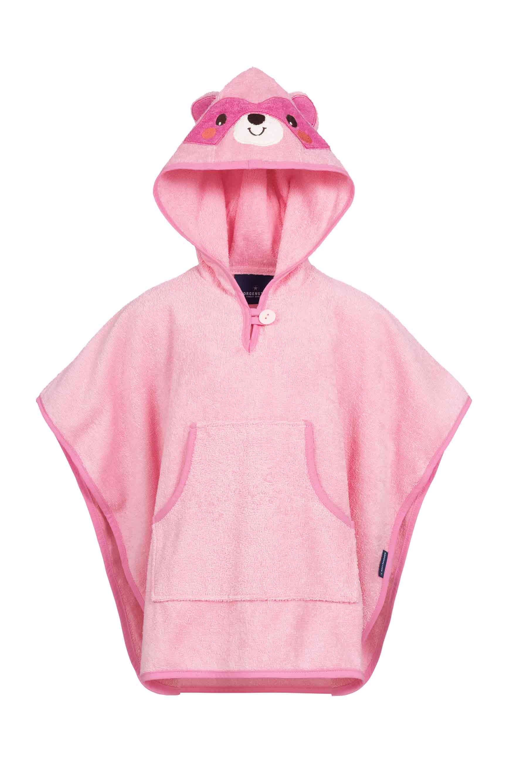Morgenstern Poncho, reine Bio-Baumwolle, Waschbär, rosa Morgenstern Poncho, reine Bio-Baumwolle, Waschbär, rosa