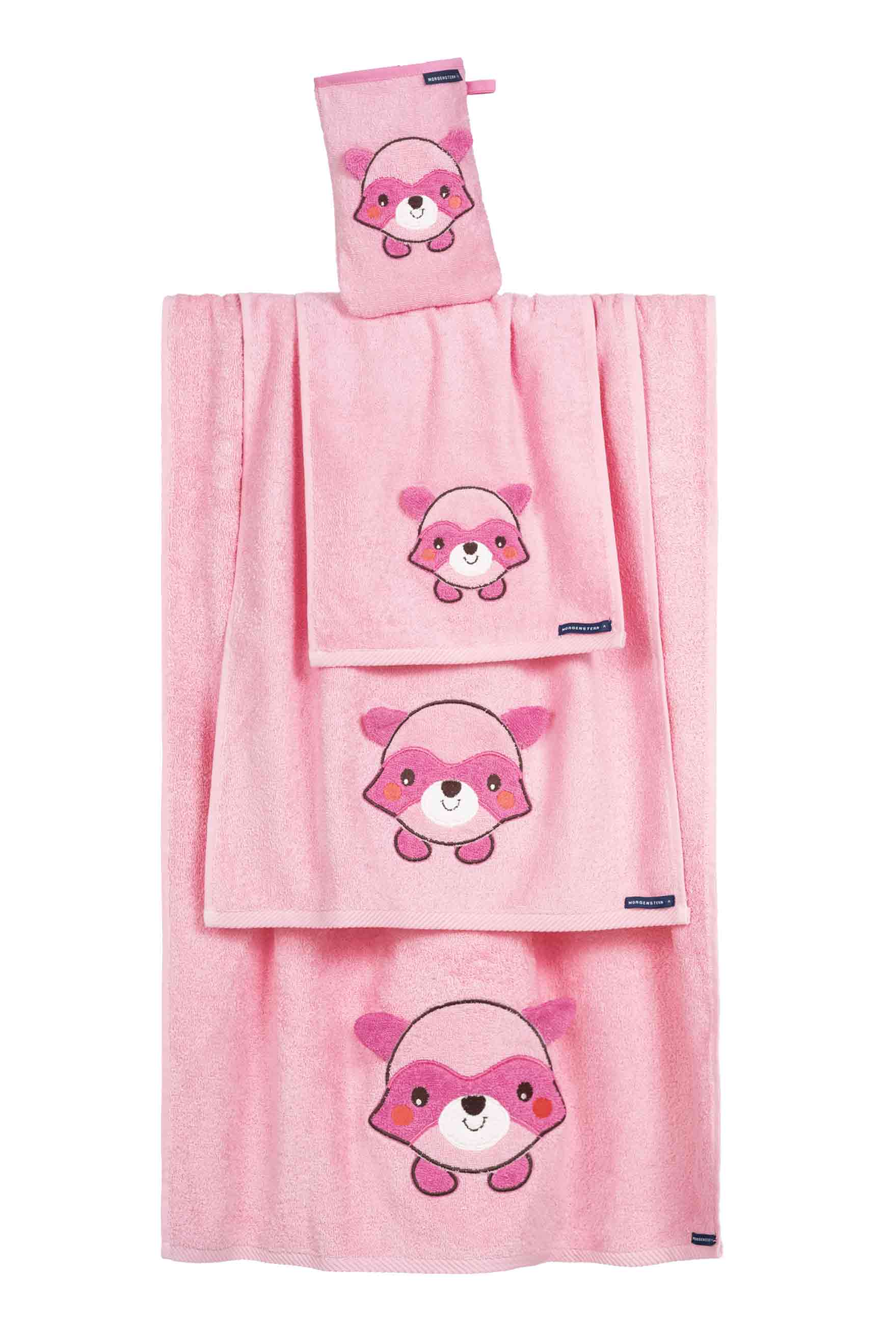 Waschbär, Kinderfrottier, reine Bio-Baumwolle, rosa Waschbär, Kinderfrottier, reine Bio-Baumwolle, rosa